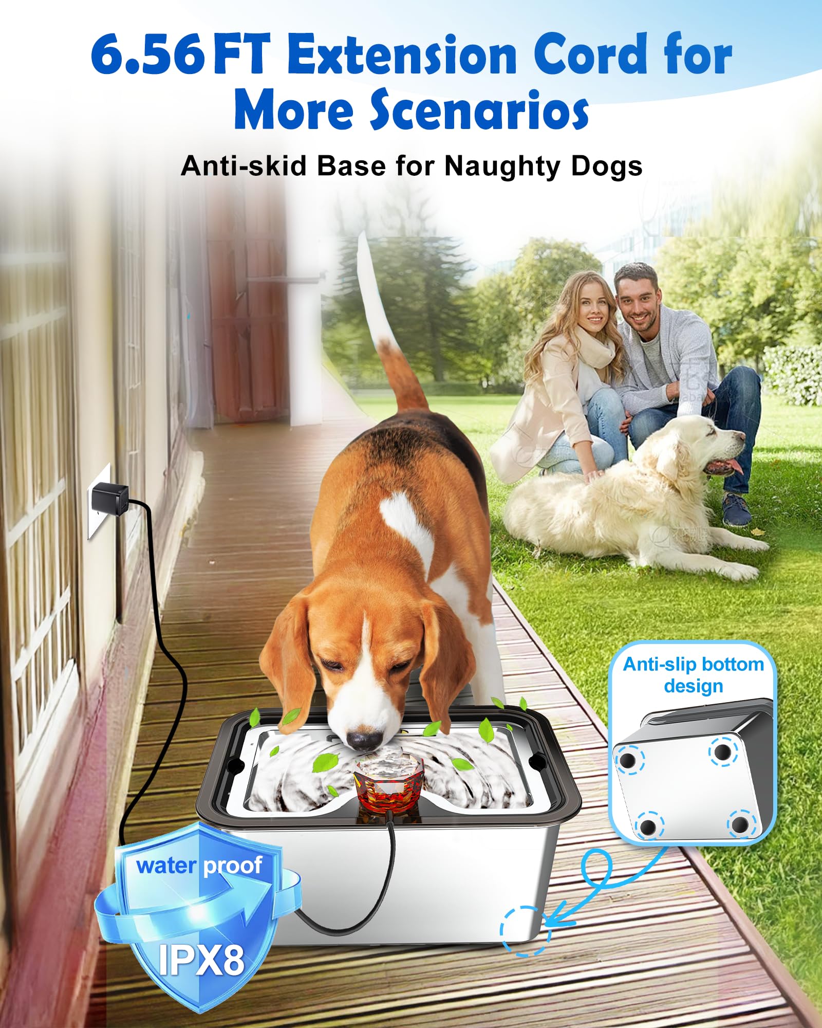 3Gal - Fuente de agua para perros SS304, dispensador grande de ultra purificación para gatos con ventana visual, amplia zona de bebida, filtro de purificación profunda, estructuras de triple cascada,