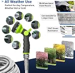 50 FT Tuyau de jardin en acier inoxydable – 304 Tuyau en métal lourd en acier, sans évier, résistant à la perforation, légèreté, raccords pivotants à fuites, 8-Pattern Buse pour jardin, jardin, nettoyage extérieur