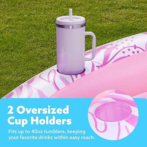 Miniatura 4 de SLOOSH Flotador inflable para tumbona para piscina, 72 x 65 pulgadas, flotadores de piscina para adultos con almohada, tela de lujo, flotador grande