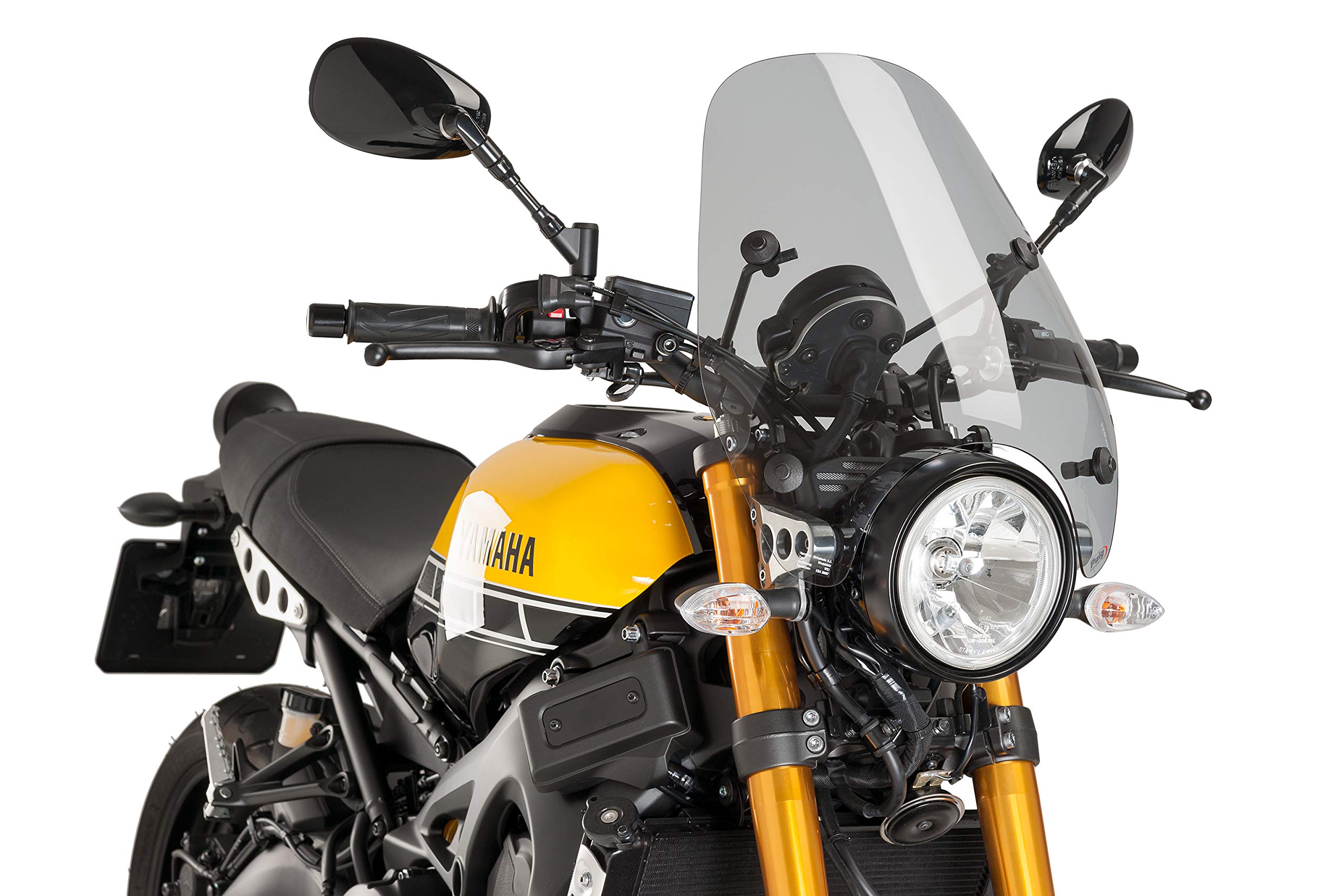 Puig 0840H Carenabrises altos para faros redondos para moto que mejora la protección aerodinámica reduciendo la presión del viento y aumentando el confort en ruta, Ahumado