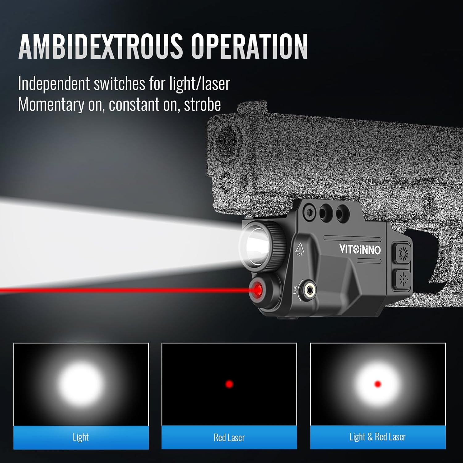 700 Lumens Red Laser Light Combo, Slidable Tactical Flashlight Compatible with Picatinny Rail,Magnetic Rechargeable (Red)