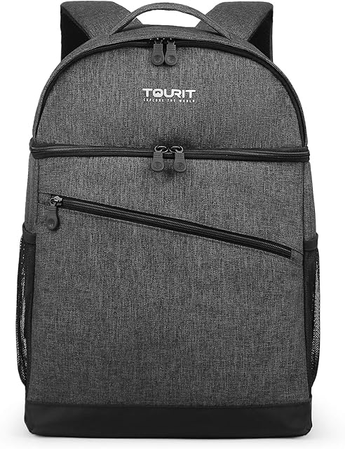 TOURIT Insulated Backpack Cooler Leak-Proof Backpack Lunch Box 28 Cans Double Deck Cooler Backpack for Men Women to Beach, Boat, Hiking, Picnics or Day Trips