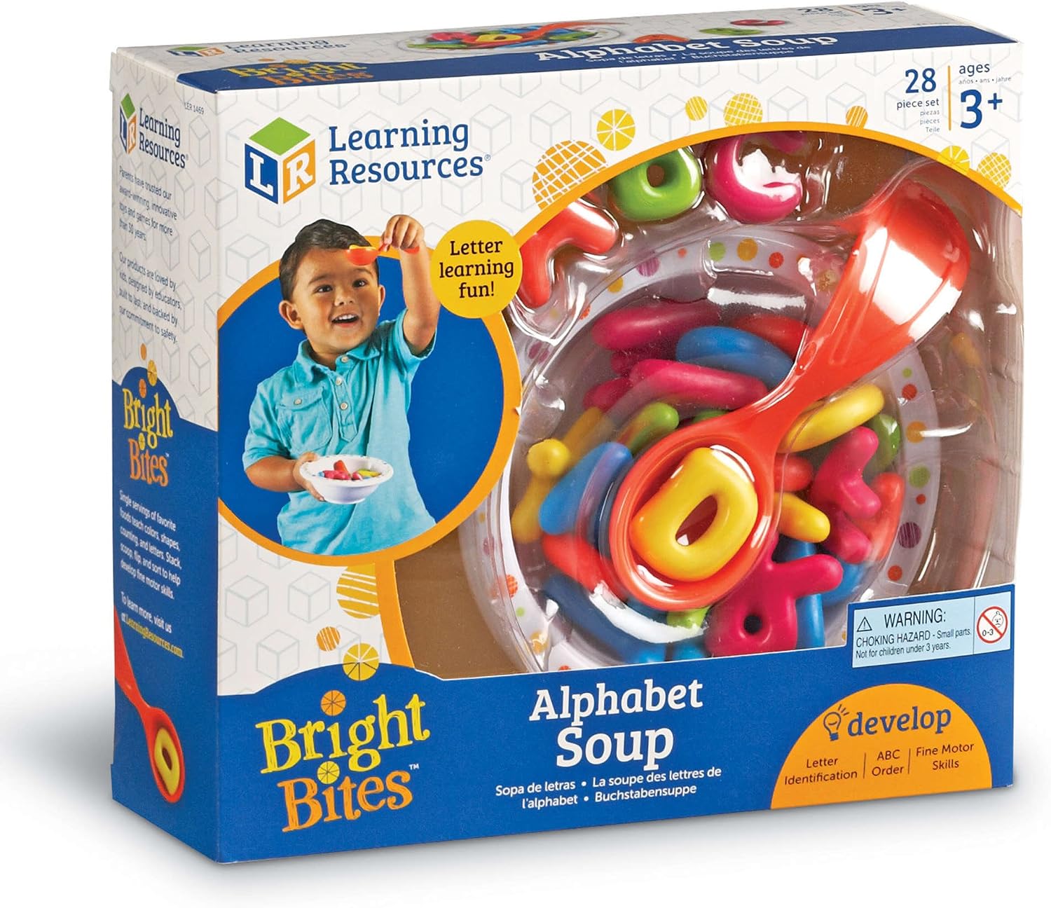 Learning Resources Alphabet Soup, Fine Motor Toy, ABCs, Pre-Reading, Early Phonics, 28 Pieces, Ages 2+,Multi-color,1.25-1.5 Inches Each