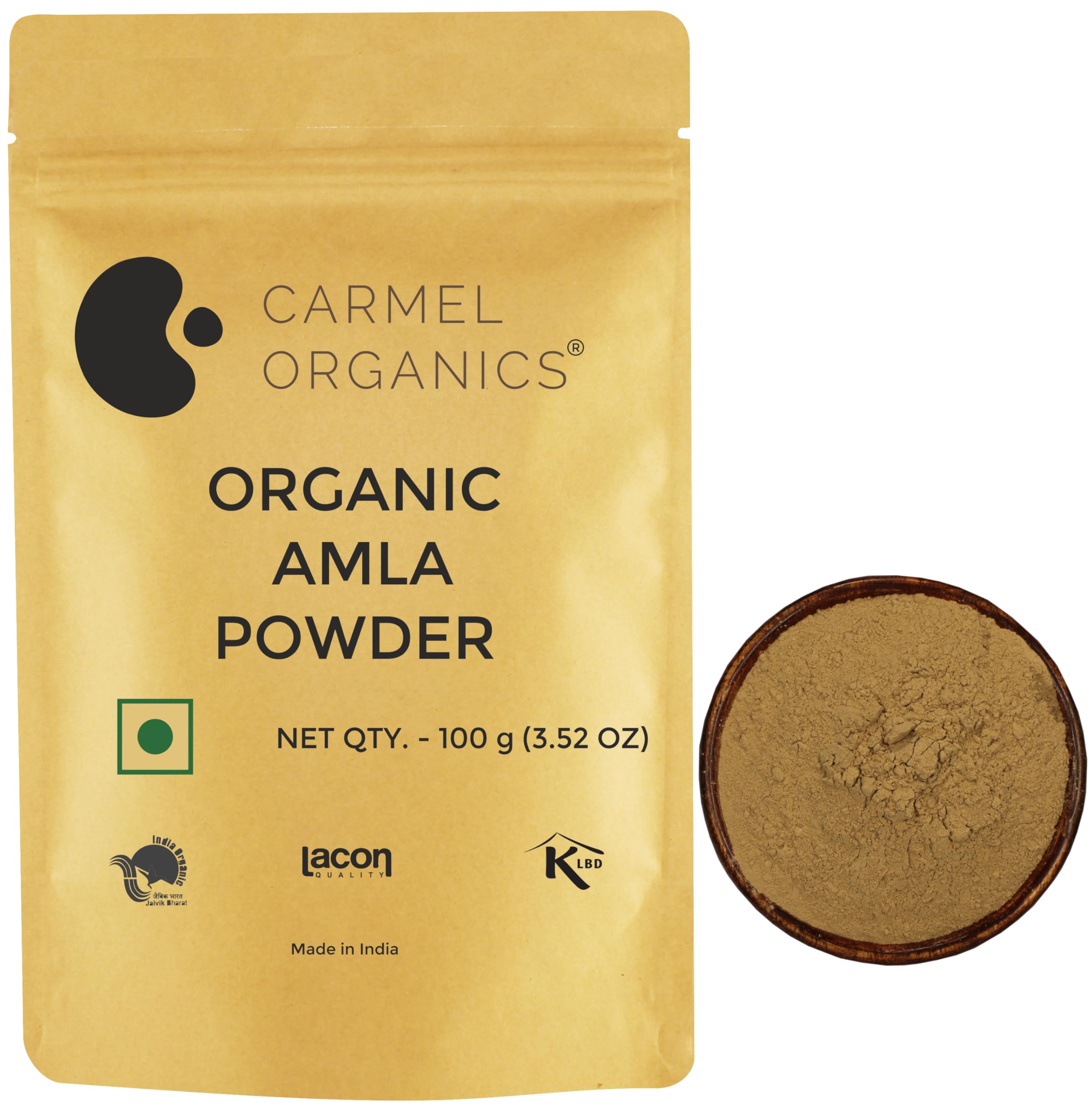 CARMEL ORGANICS Amla Fruit Powder, 100 g, Jaivik Bharat Certified, Indian Gooseberries, Malanelli, Amalakkamu, Usirikai Powder