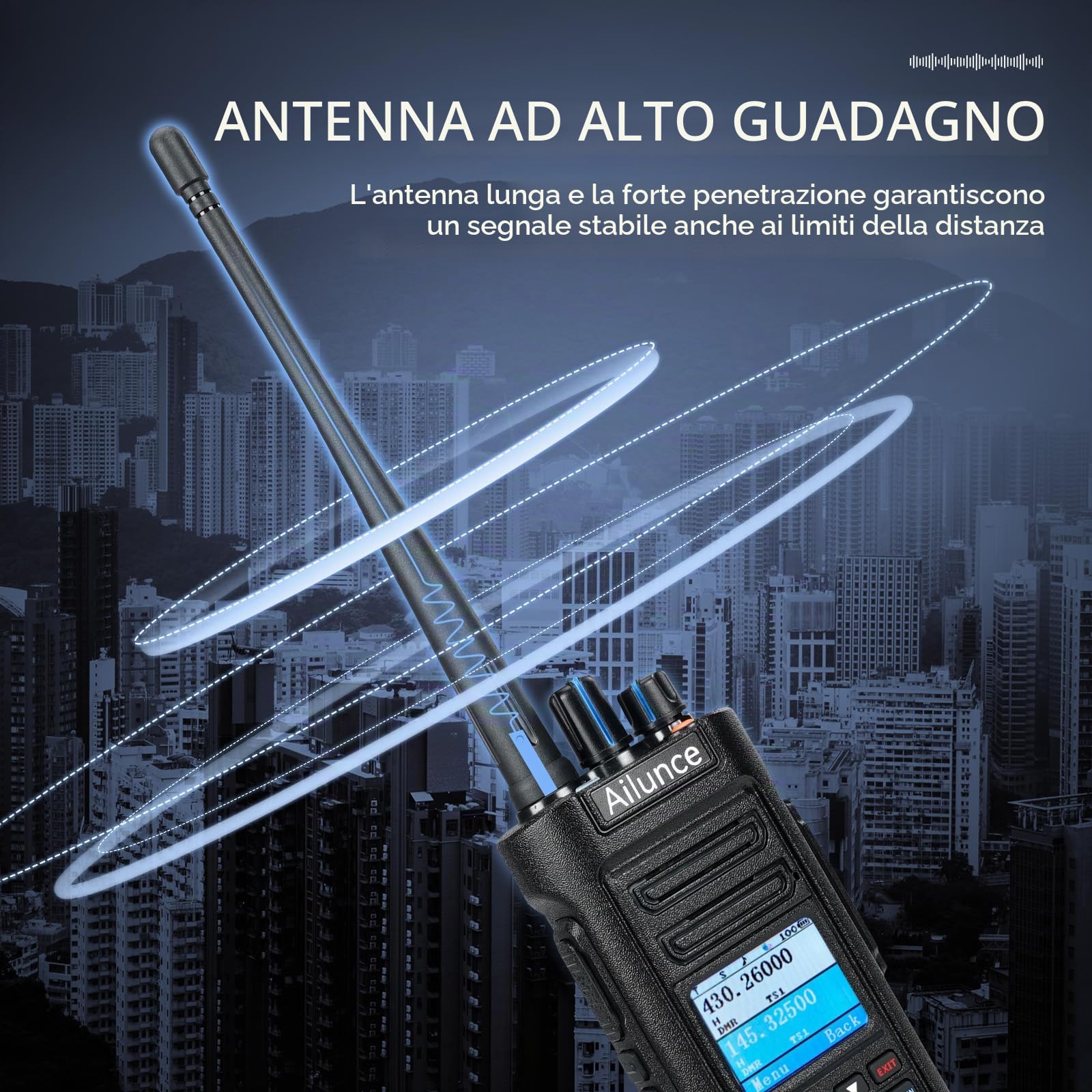 Retevis Ailunce HD2 Ricetrasmittenti Professionali GPS, Radio DMR | Lunga Distanza, Wireless 5.0, Batteria 3200mAh, IP67 Impermeabile, Radio Amatoriale a Doppia Banda Per Eventi Amatoriali