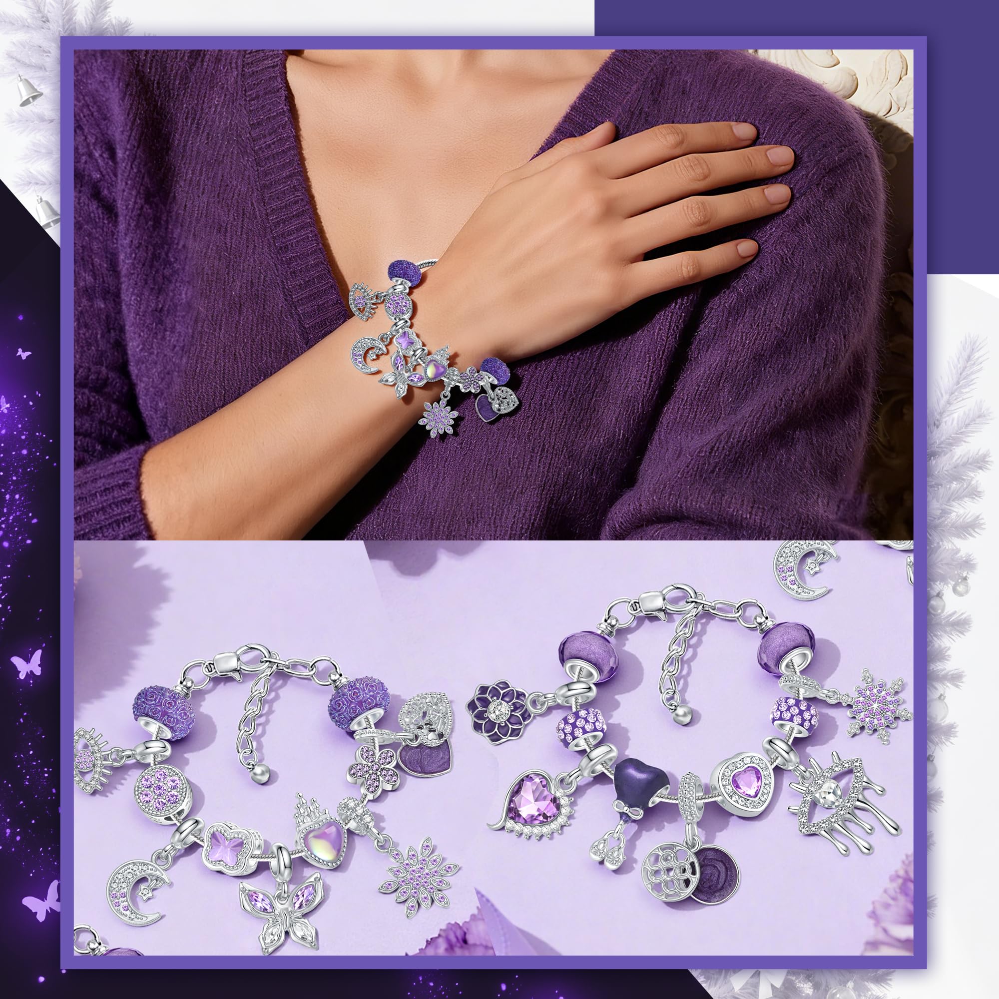 GWHOLE Calendrier De L'Avent 2025 Bijoux De Noël 24 Surprises Calendrier De L'Avent Bijoux Coffret Boucles D'Oreilles Colliers Bracelets Bagues En Alliage Cadeau DIY Femmes Filles Ado - Or