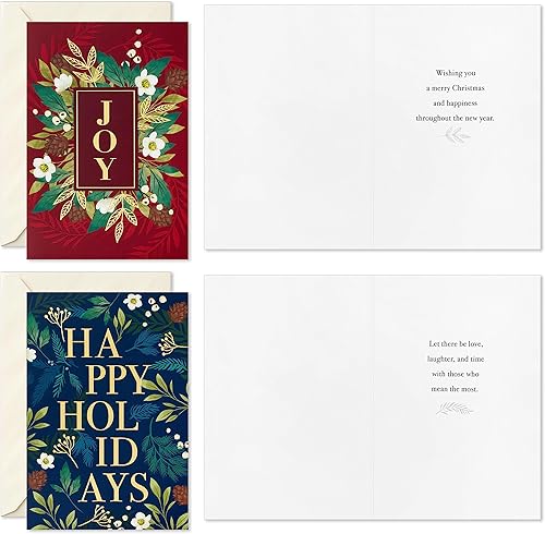 Miniatura 4 de Hallmark - Surtido de tarjetas de Navidad en caja a granel, elegante surtido floral en tono joya (72 tarjetas y sobres)