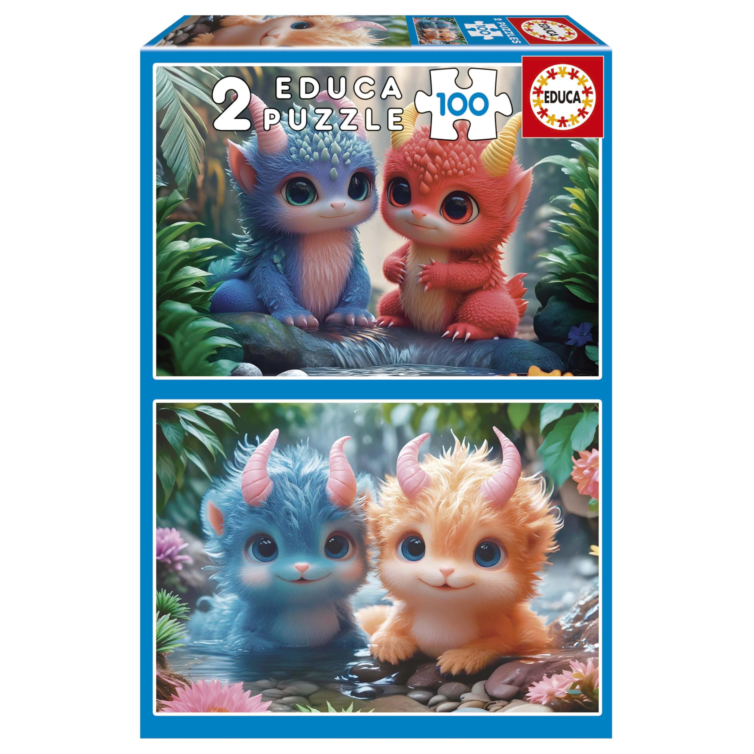 Educa - 2x100 Cute Monsters Puzzles with Adorable Characters | Double Adventure | Educational Learning Toy | Ages 6+ (20224)