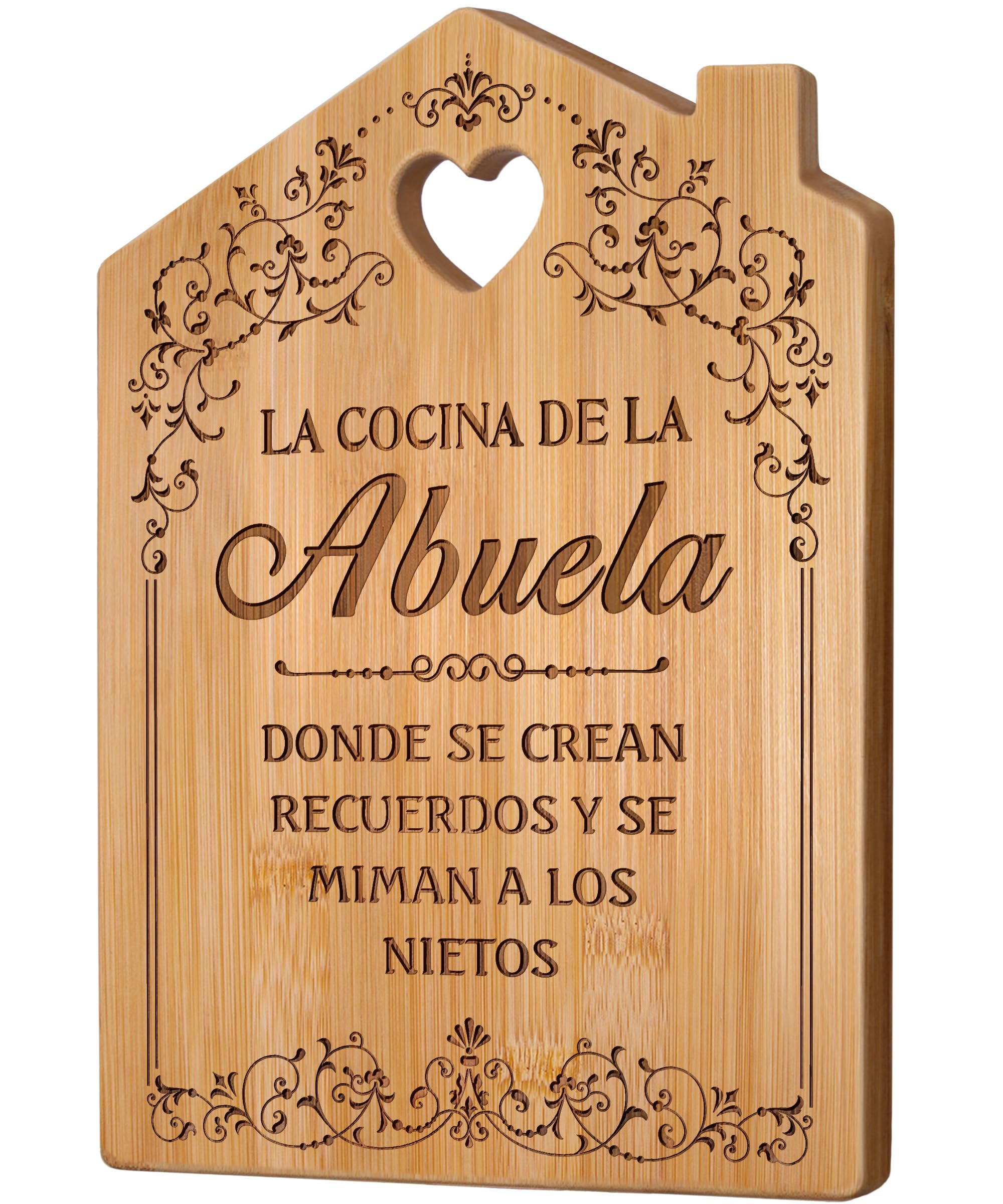 Regalo Abuela, Regalo Abuela Cumpleaños - Tabla de Cortar de Bambú Grabada en Forma de Casa, Regalo Dia de la Madre Original
