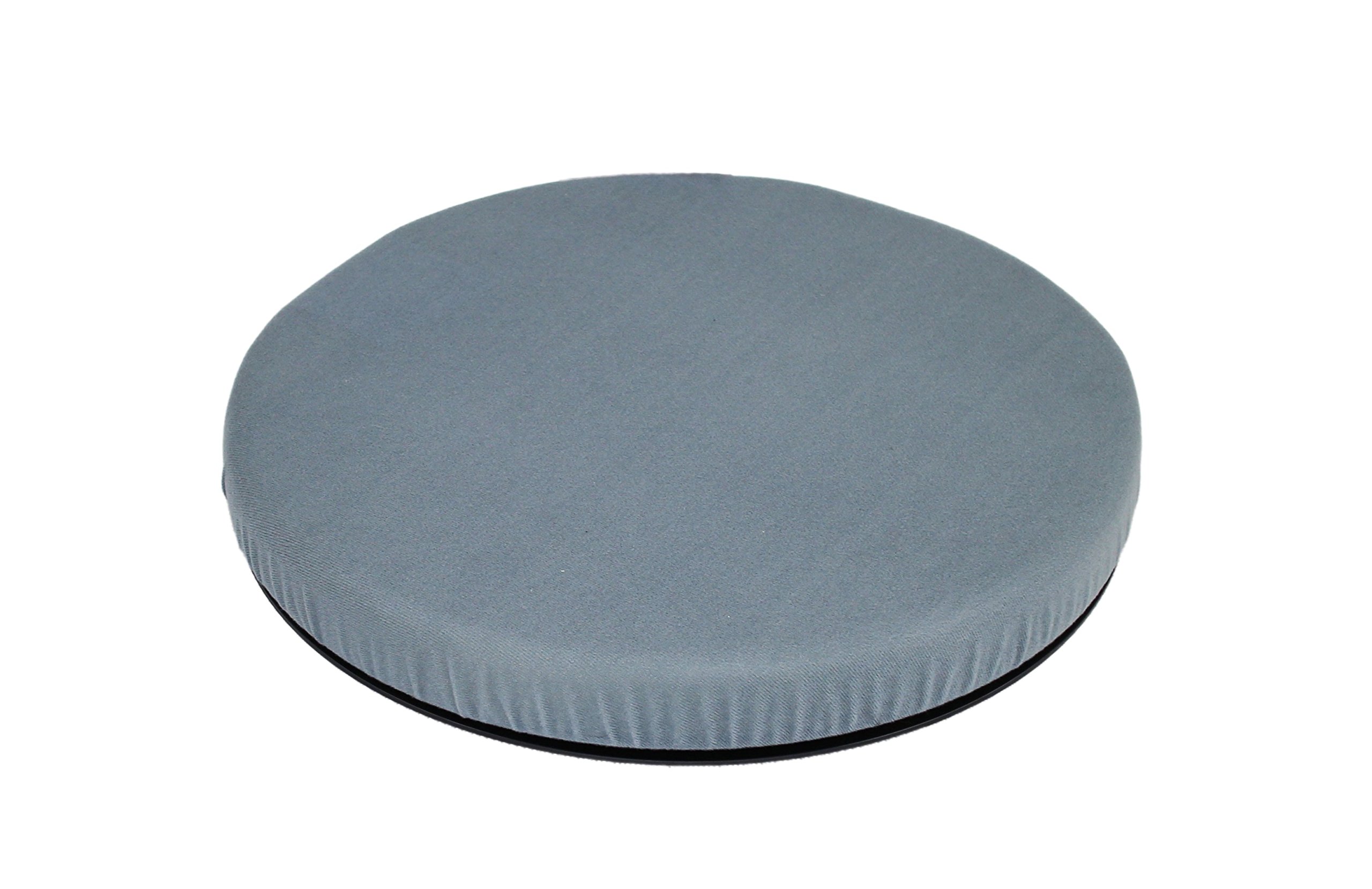 ObboMed SS-2750G 360° Rotation Compact Portable Swivel Padded Seat Cushion with Non-Skid Plastic ABS Base and Washable Velour Cover, Gray - 38 (D) x 5 (H) cm