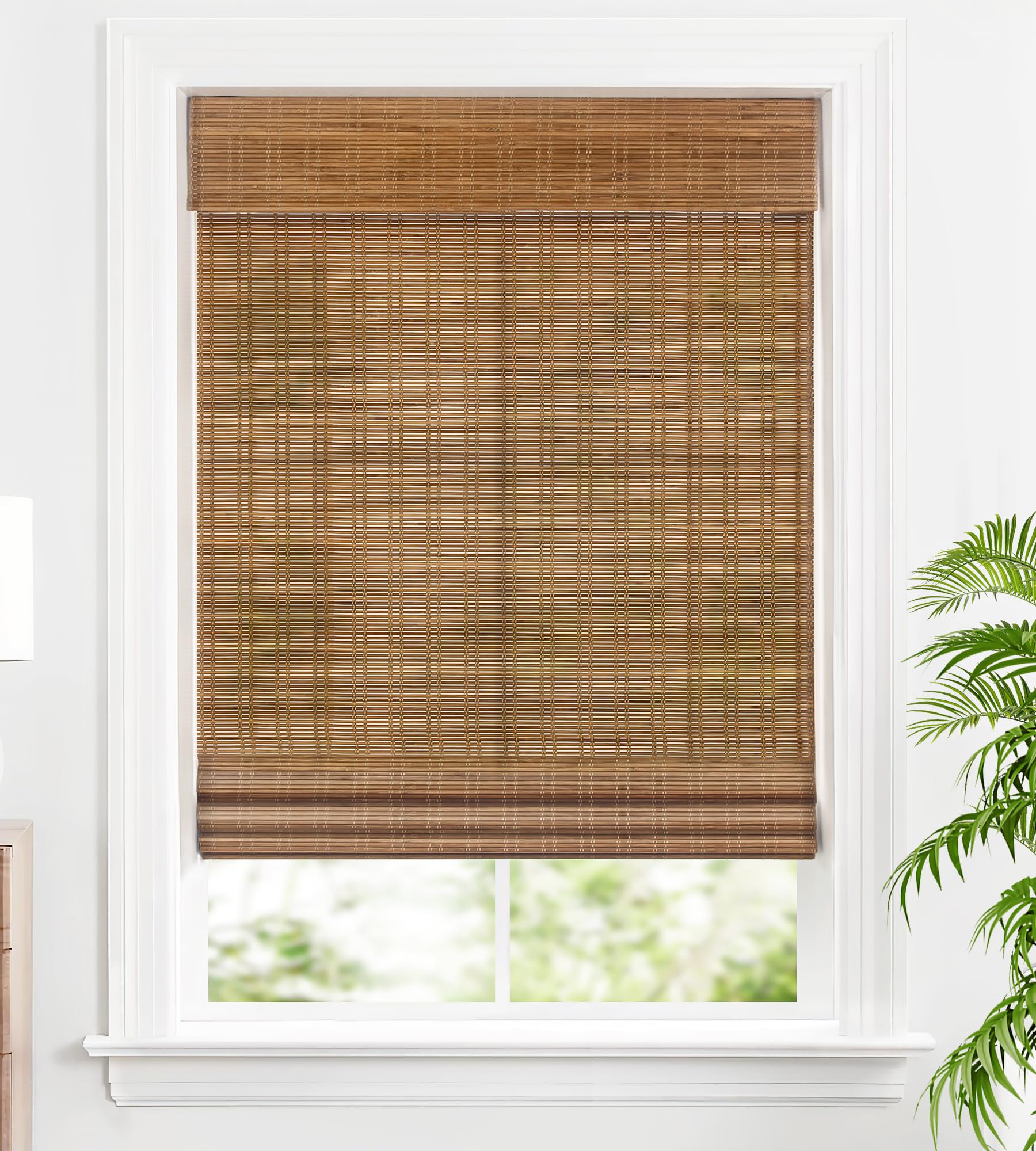 LazBlinds Cordless Bamboo Roman Shades, Custom Light Filtering Window Treatment, Roll Up Retro Bamboo Blinds for Windows, Ceylon Light Russet
