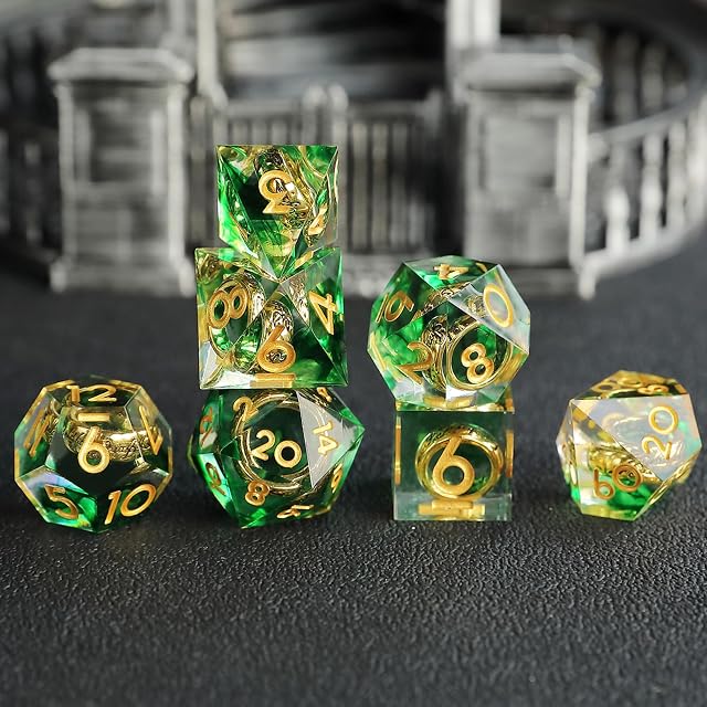 Foto 3 de 7 de DND Dados de rol Señor de los Anillos Juego Dado Poliédrico y de rol Borde Afilado de Resina Dados D&D 7…