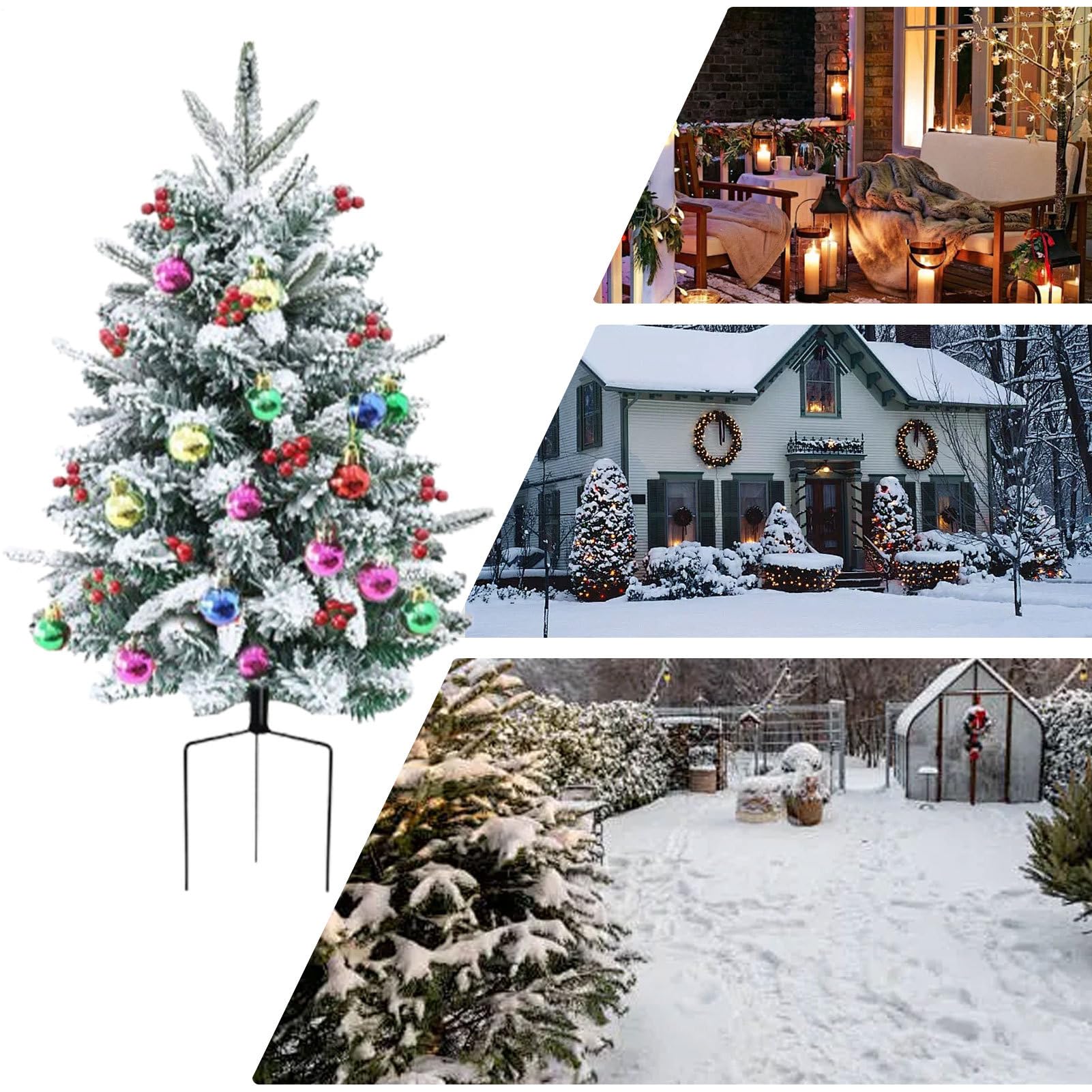 Árbol de Navidad Artificial Relleno Decorativo 75 cm | Árbol Navideño con Luces Incorporadas Para Exterior Jardín Porche Eventos Apartamentos y Decoración del Hogar