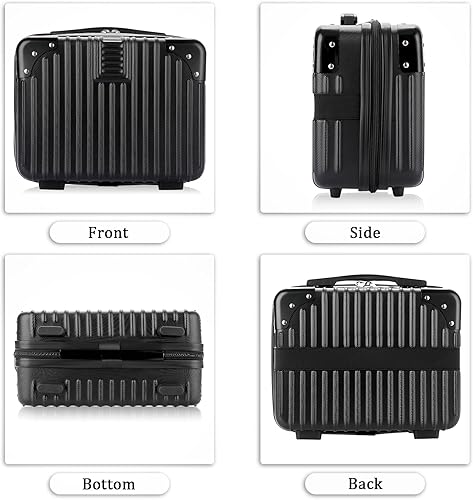 Miniatura 5 de Estuche de viaje cosmético de carcasa dura portátil, equipaje de mano de viaje pequeño con banda elástica, Mini ABS que lleva la maleta del estuche