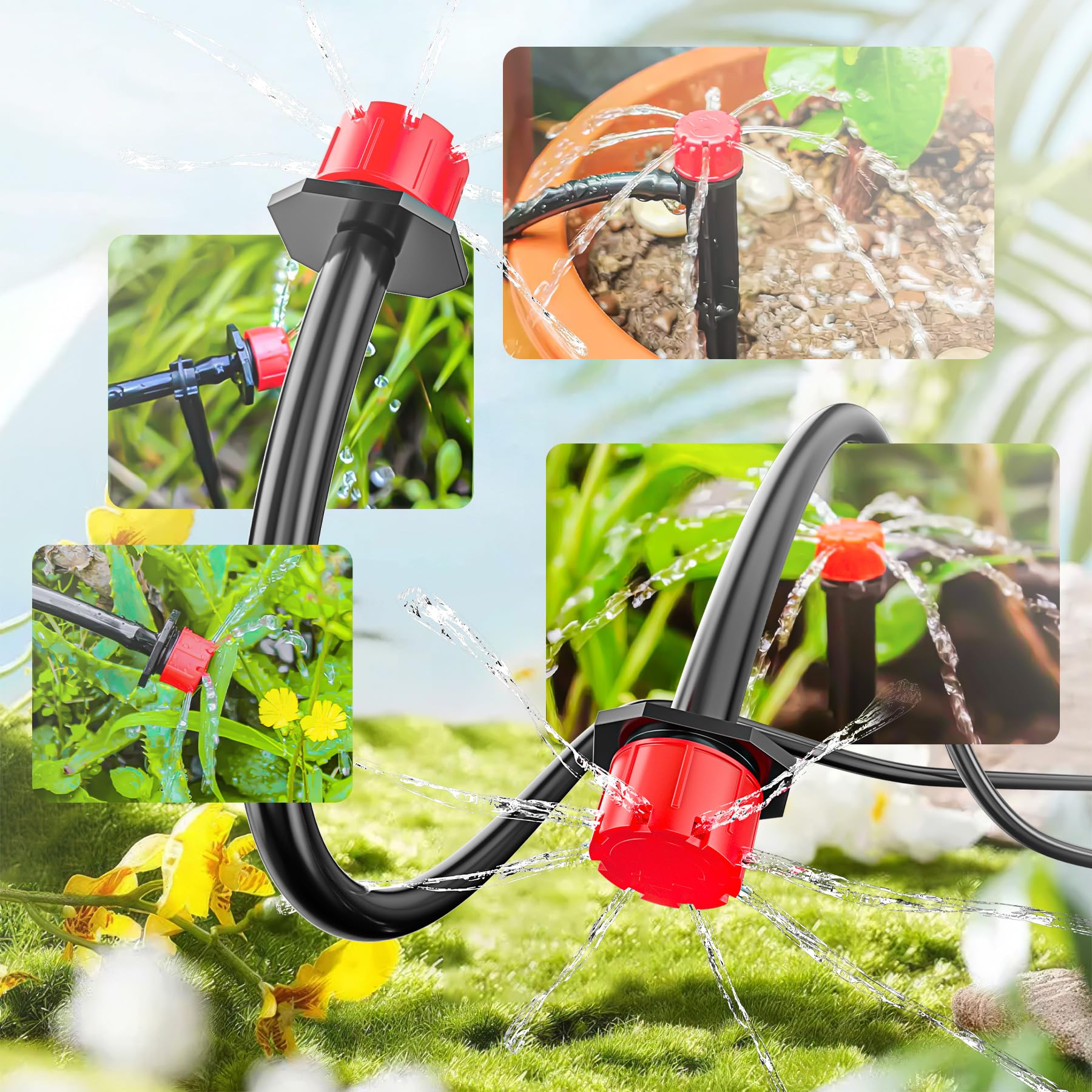 Forever Speed Sistema de Riego Jardín 315PCS Sistema de Riego por Goteo, 60M+15M Tubos de Riego, Sistema Riego por Goteo di Enfriamiento para Jardín, Invernadero, Césped