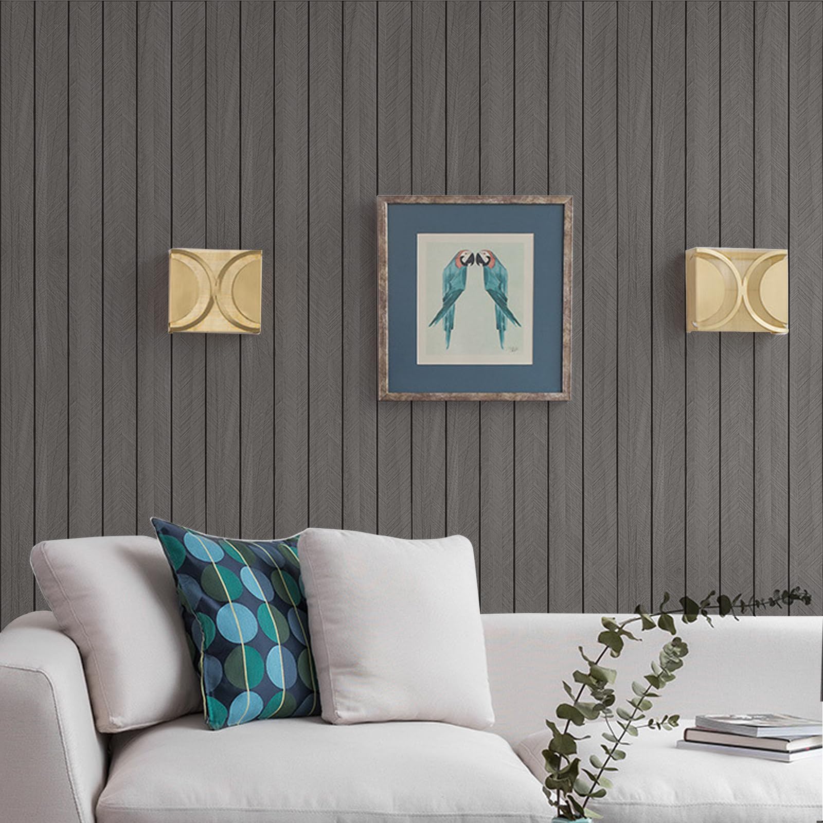 Pannelli da parete autoadesivi, effetto listelli in legno, 30 x 30 cm, 12 pezzi, piastrelle adesive per cucina, pannelli da parete in PVC, piastrelle autoadesive per pareti della cucina (grigio)