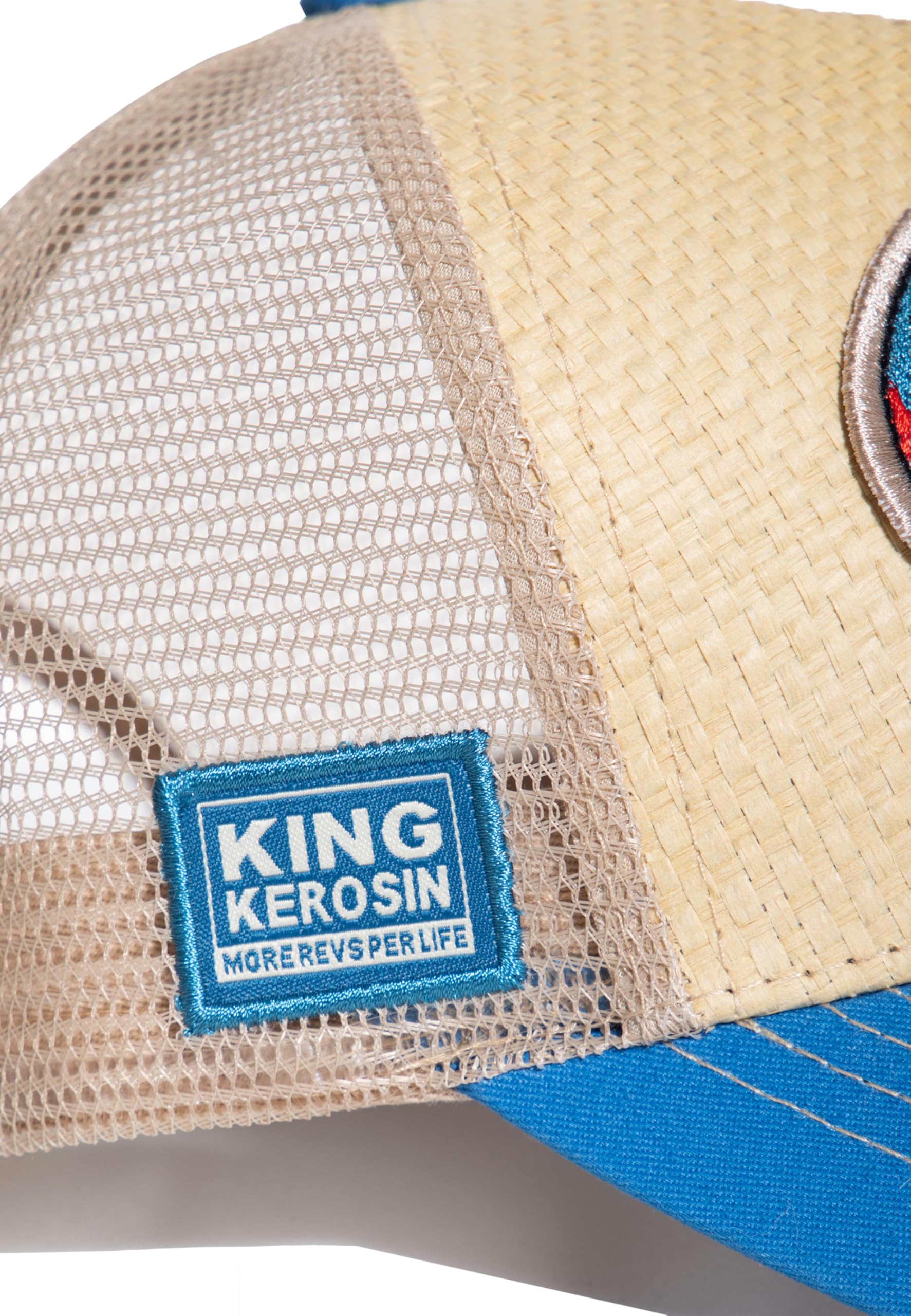 King Kerosin Cappellino da uomo per camionista | paglia, berretto | beer | estate, vintage, 70S | mesh | Hawaii | Patch Titties & Beer