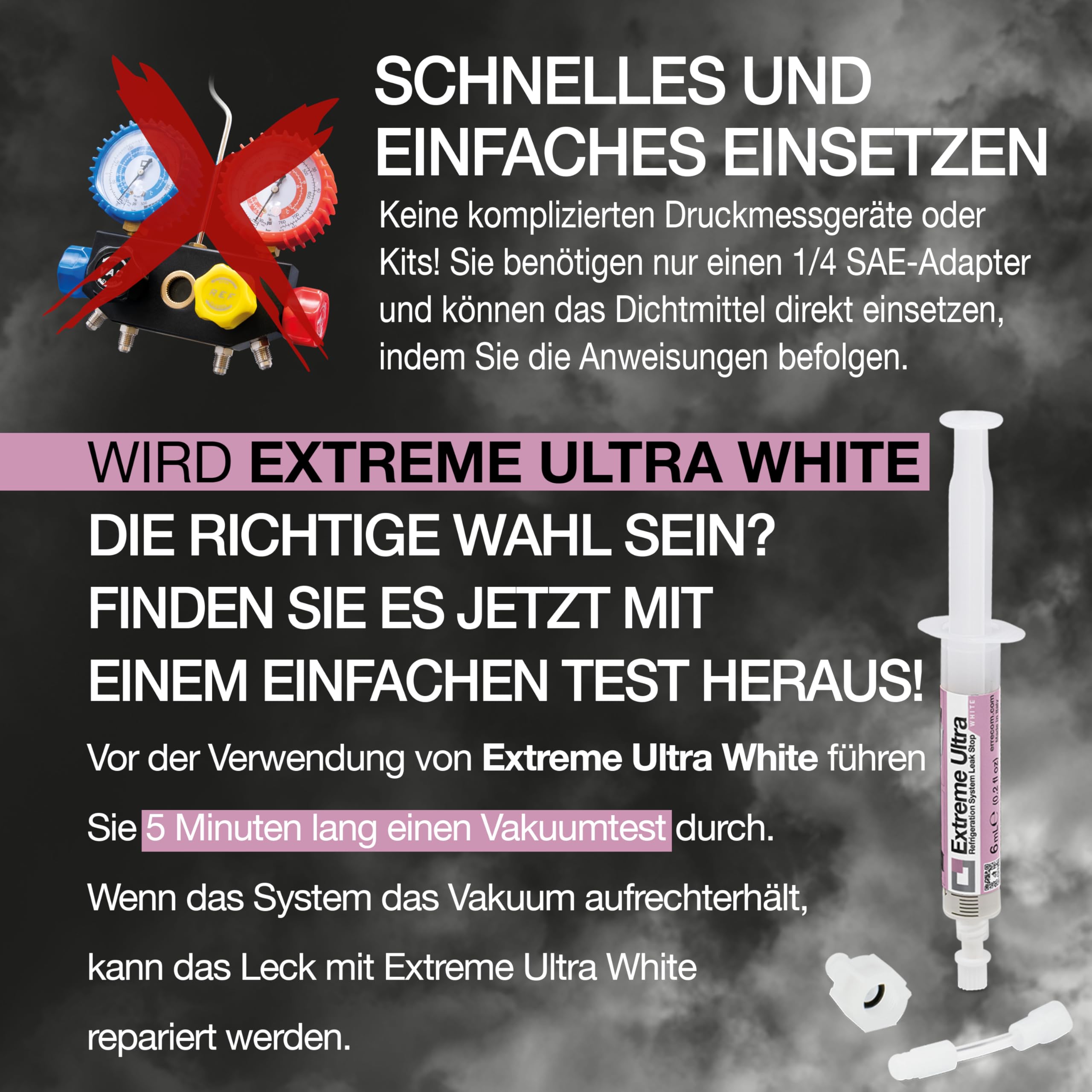 ERRECOM Extreme Ultra White 6 x 6 ml Turafalle für Kühlschränke mit luftdichtem Kompressor und R600 - R290 - R134a inkl. 1/4 SAE Adapter