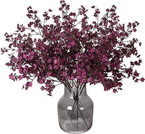 6 flores artificiales de aliento de bebé, flores de tacto real a granel, flores de seda falsas a granel para decoración del hogar, cocina, otoño,