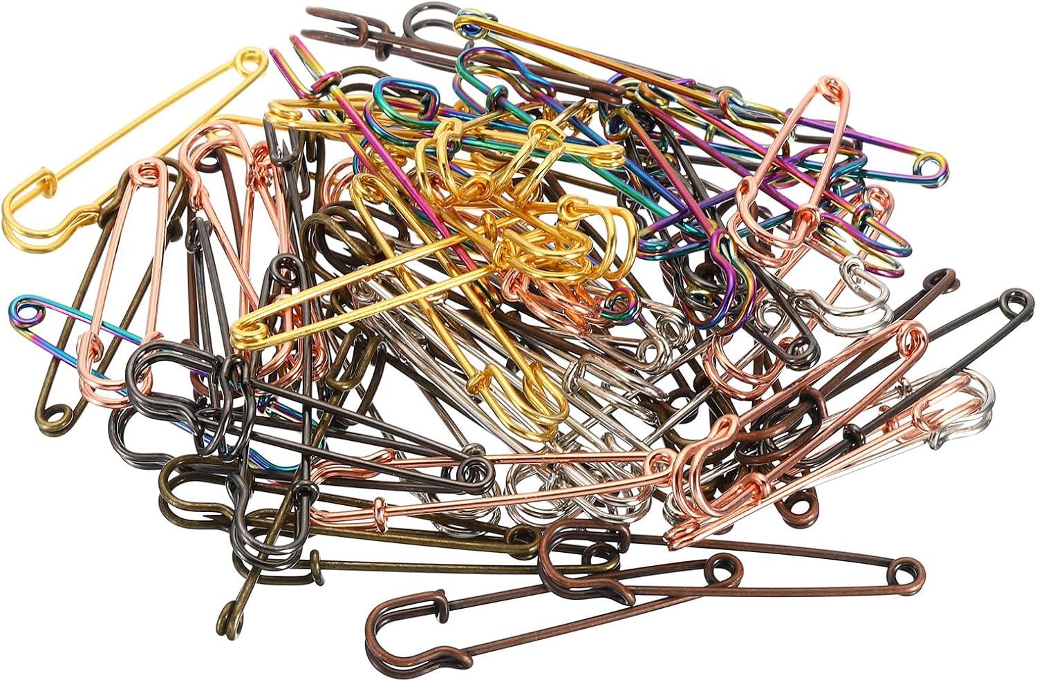 YOKIVE 70 Pcs Safety Pins, Large Metal Sewing Pins | Craft Making, Great for Clothing, Knitting, Sewing (Multicolored, 2.28-Inch)