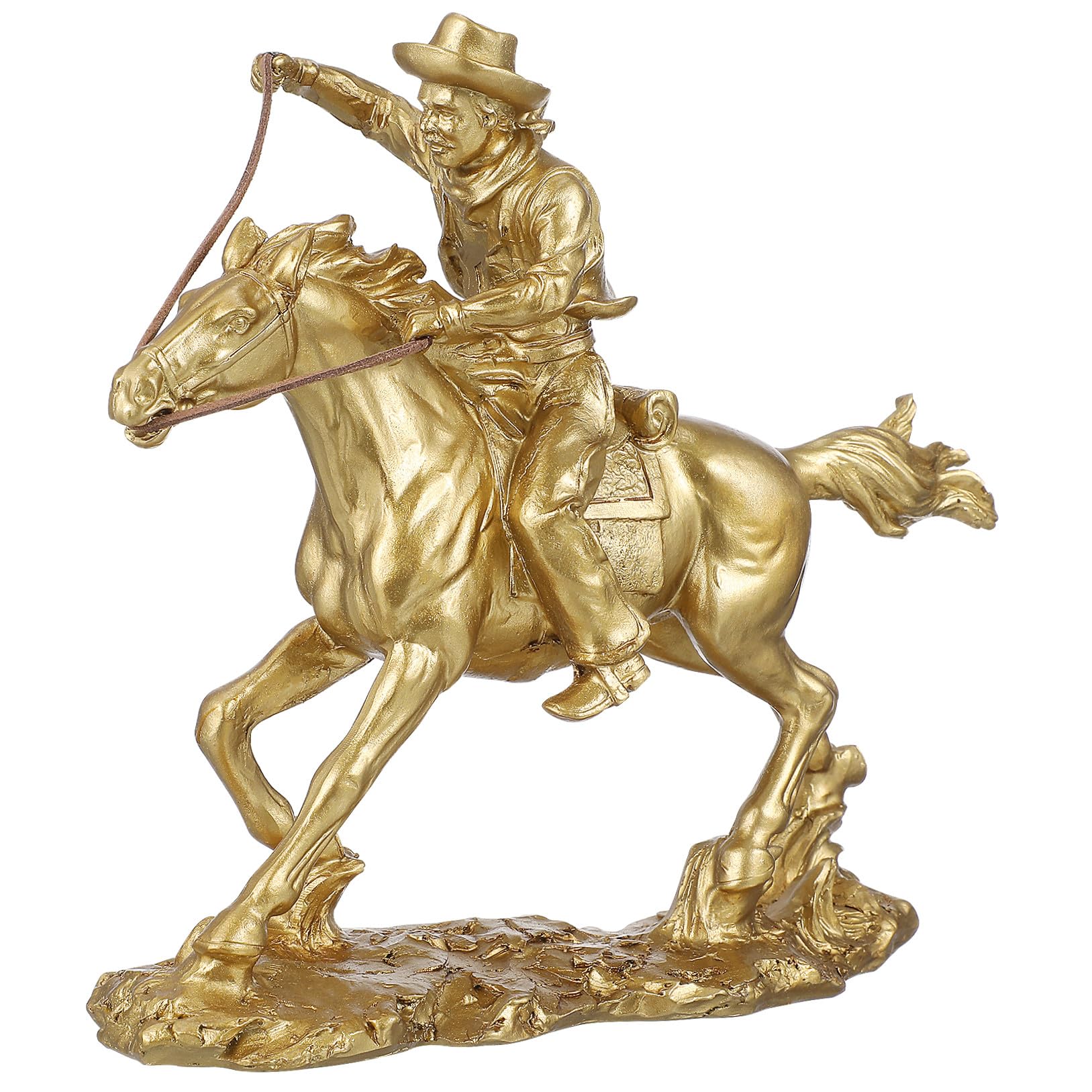 Statue de cheval debout en résine pour créer une ambiance dorée au salon