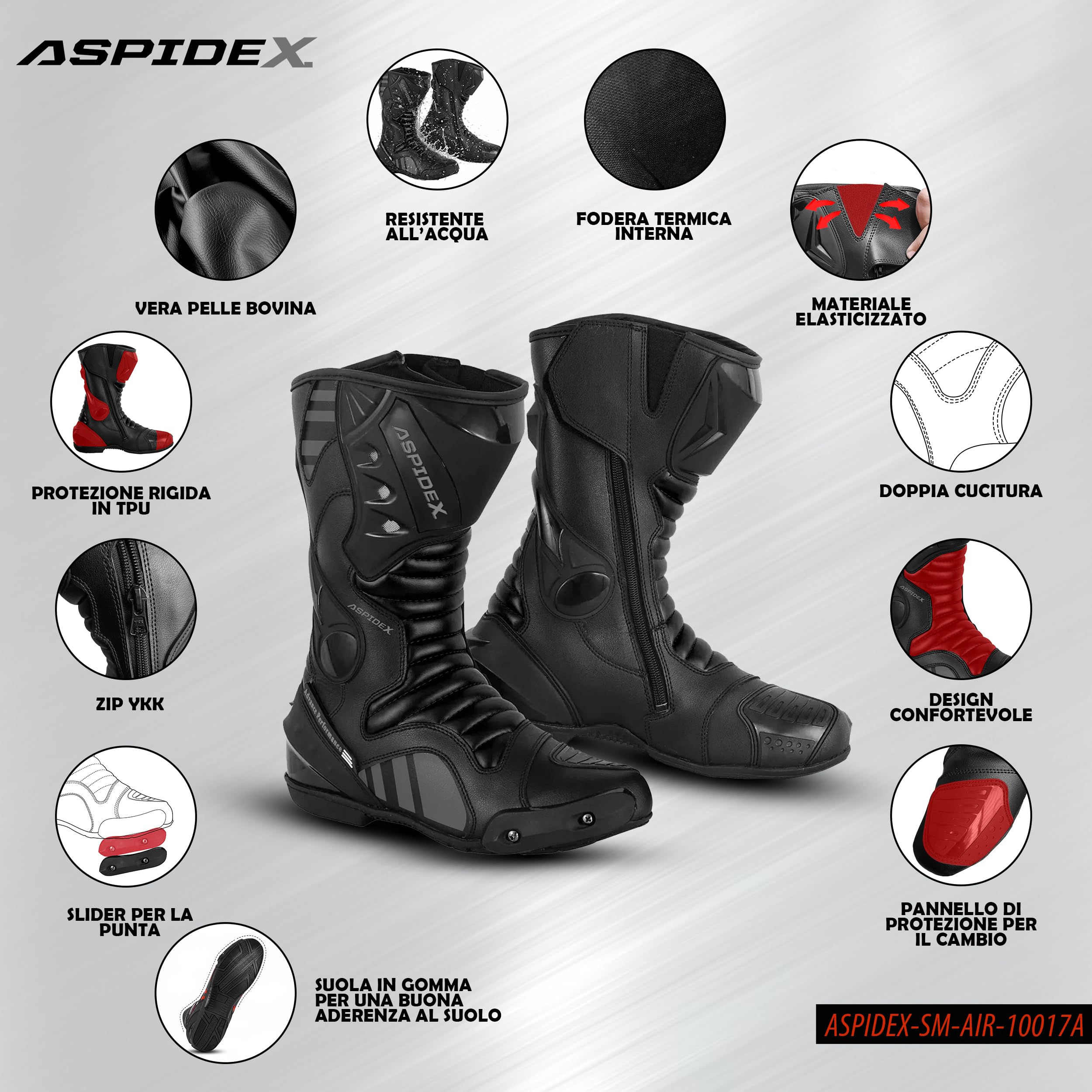 Stivali da Corsa Per Moto da Uomo Scarpe Impermeabili Lunghe in Pelle da Moto Touring