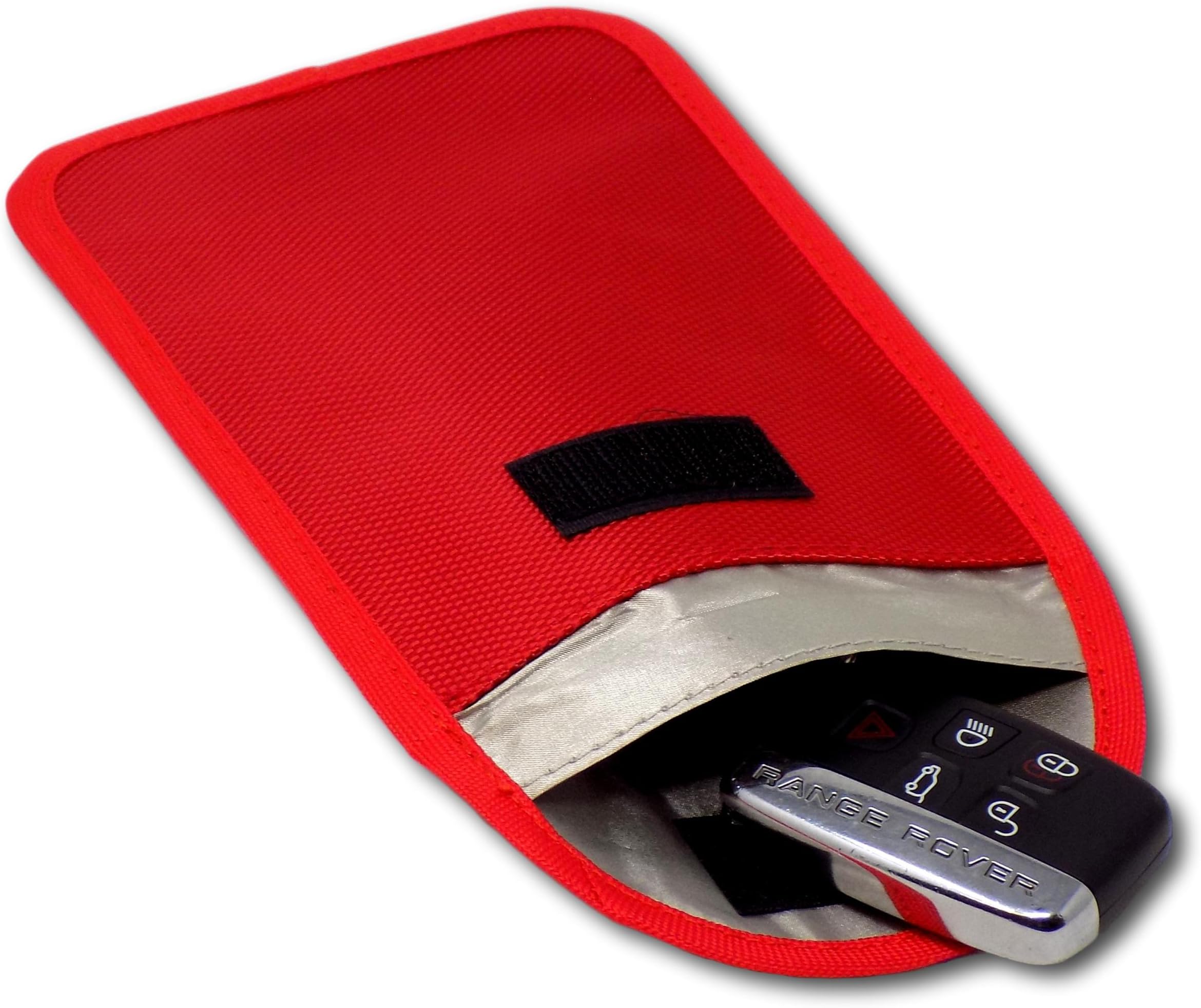 Minder Signal Blocker - Jamming Case/RFID Blocking Pouch for Keyless Entry Car Keys & Mobile Phones - Faraday Bag Protection - Security against Relay Crime (Red, 170mm x 105mm (Internal))