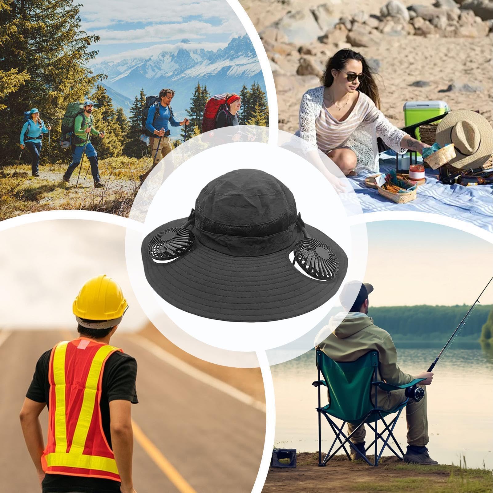 Cappello da sole da uomo con ventilatore e protezione UV - Copricapo estivo per la protezione solare - Uomo Papà Pesca Campeggio Escursionismo Giardinaggio Viaggi Quotidiani