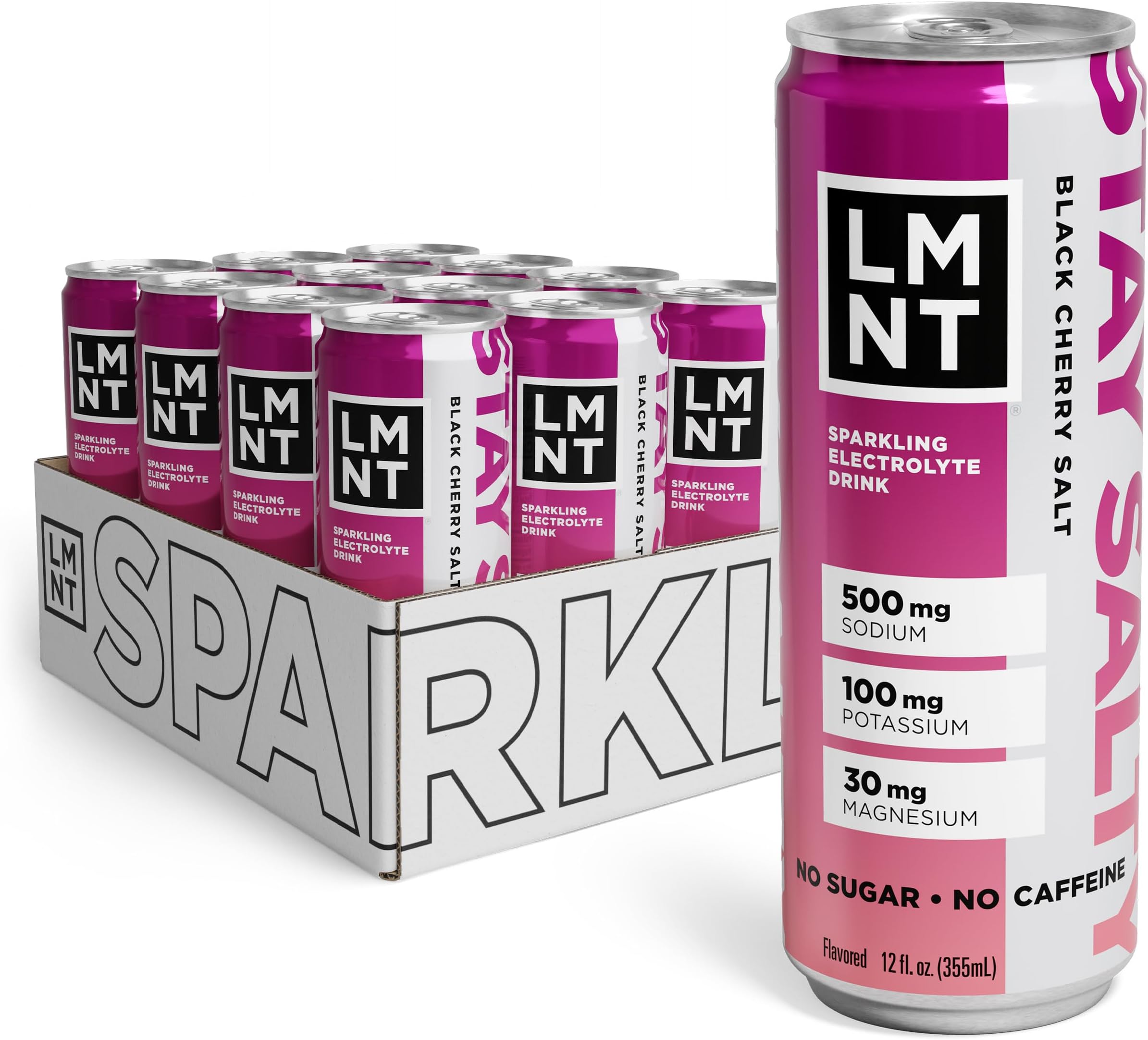 LMNT Sparkling Electrolyte Drink - Black Cherry Salt | 12-Count