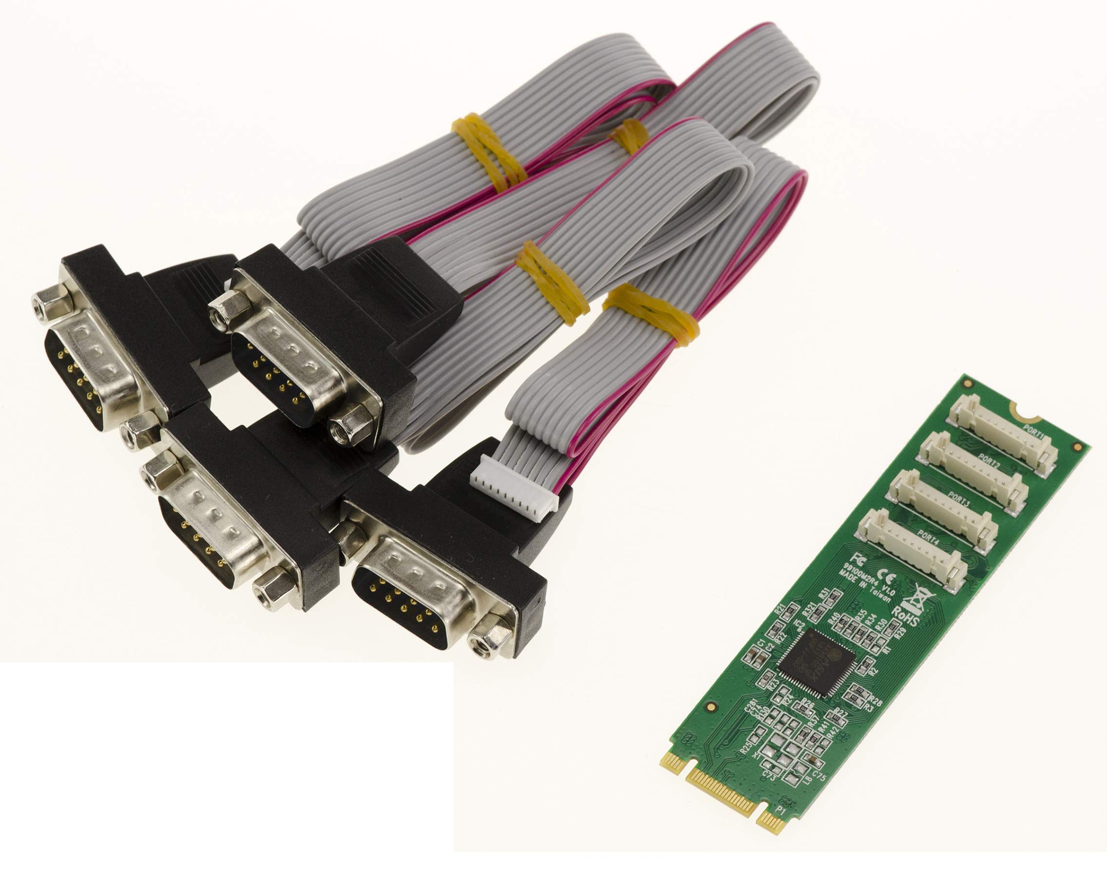 KALEA-INFORMATIQUE Tarjeta controladora M.2 (M2 NGFF) PCIe M o B+M Key Tipo 4 Puertos COM RS232 DB9 UART con chipset ASIX AX99100