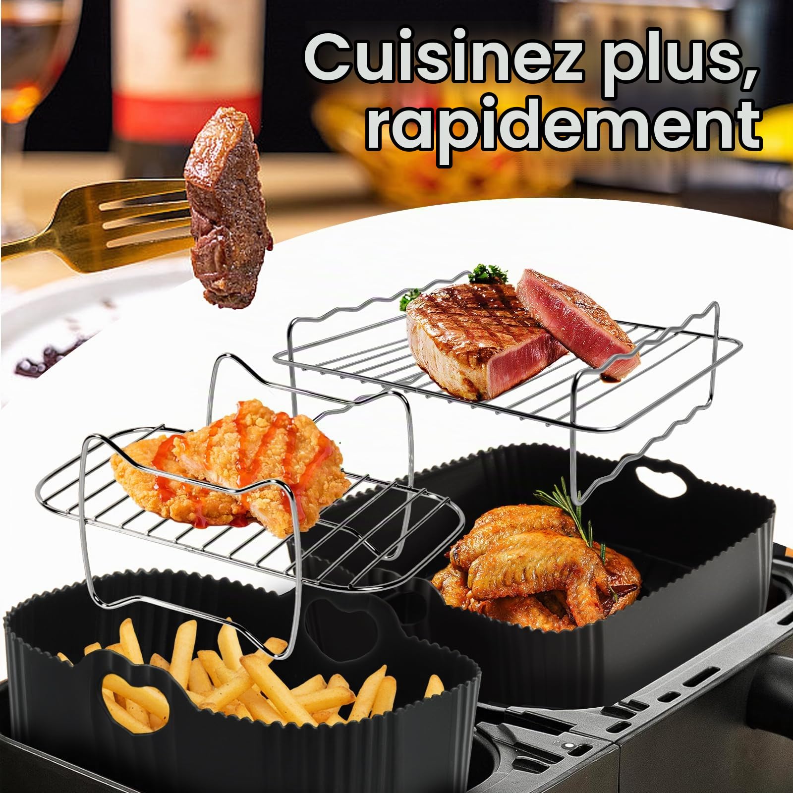 26 Pcs Air Fryer Accessoires, Moule pour Philips Air Fryer Dual Basket 3000-5000 serie 9L (6L/3L)