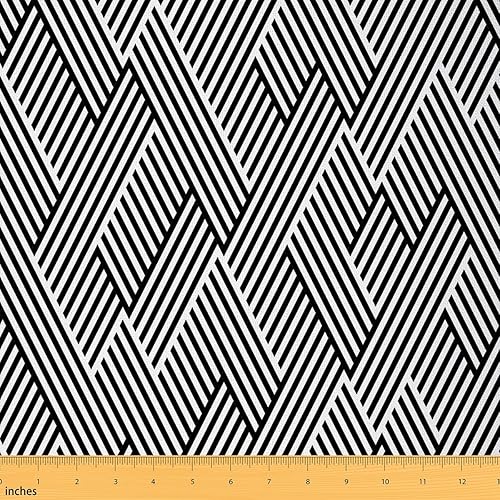 The Yard - Tela para exteriores con estampado de rayas blancas y negras, tela de arte abstracto de The Yard para adolescentes amantes de las