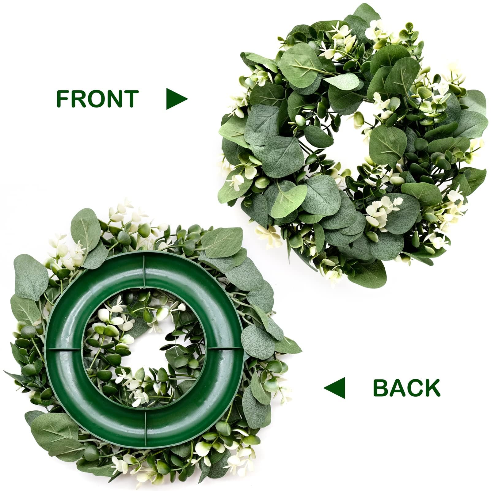 Ghirlanda Di Eucalipto Artificiale Per Porta – 42 Cm – Verde Realistico Per Decorazione Primaverile Ed Estiva - 3