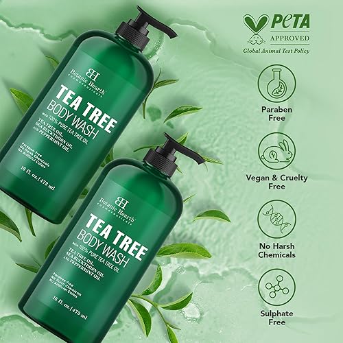 Miniatura 2 de Botanic Hearth Gel de baño Tea Tree | 16 onzas líquidas | Ayuda a calmar la picazón y la piel seca, gel de baño antifugo con aceite de árbol de té