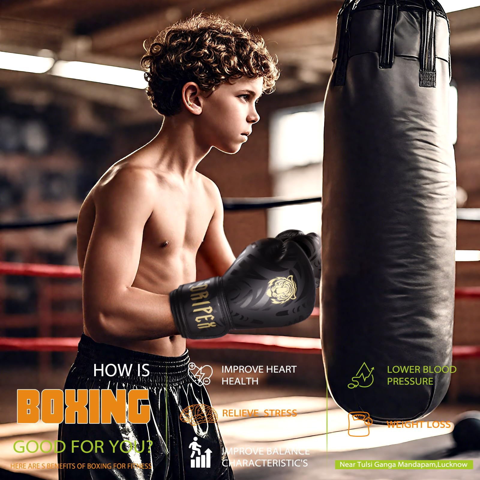 Dripex Boxhandschuhe, Boxsack Punchinghandschuhe, PU Leder Boxing Gloves, MMA Sparring Handschuhe Muay Thai Kickboxhandschuhe Männer Damen Jugendliche 8 10 12 14 16 oz