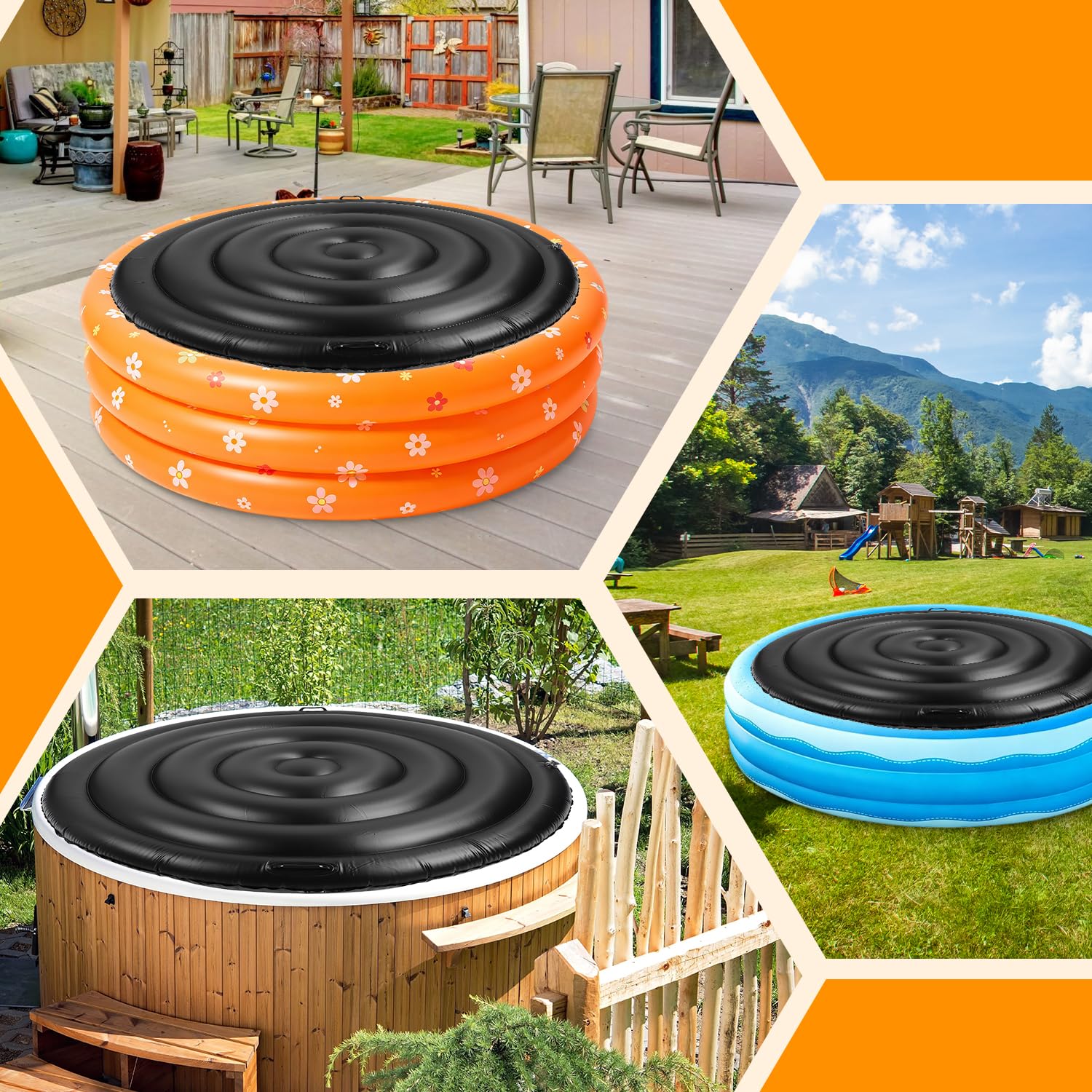 Copertura termica gonfiabile per spa, 165 cm, a risparmio energetico, protegge da acqua e intemperie, per piscine ed esterni (con manico), in laminato, ecologico