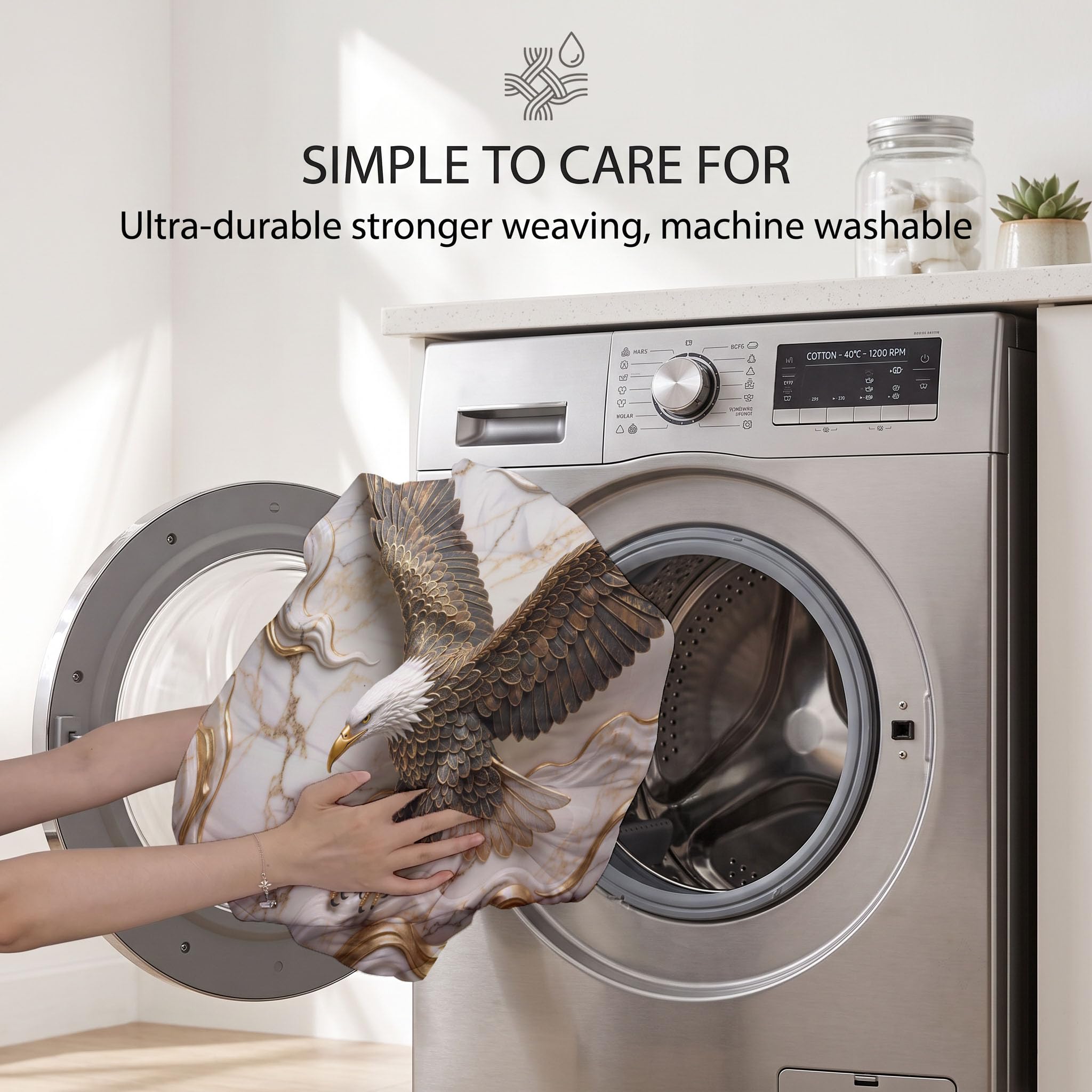 Copriletto Trapuntato Per Bambini Con Rilievo Dell'Aquila Feroce | Trapunta Matrimoniale Invernale, Crema, Piumone Caldo Morbido Elegante Texture Effetto Marmo Per Decorazione Camera Da Letto