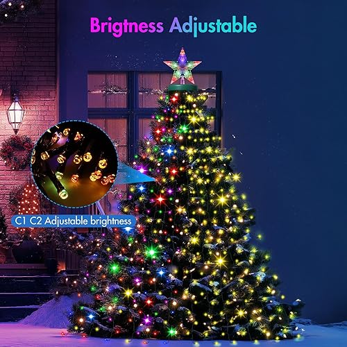 Miniatura 3 de AMIPEPE Luces de árbol de Navidad con estrella superior, 400 luces LED de 6.6 pies x 16 líneas de luces de Navidad con 11 modelos de temporizador