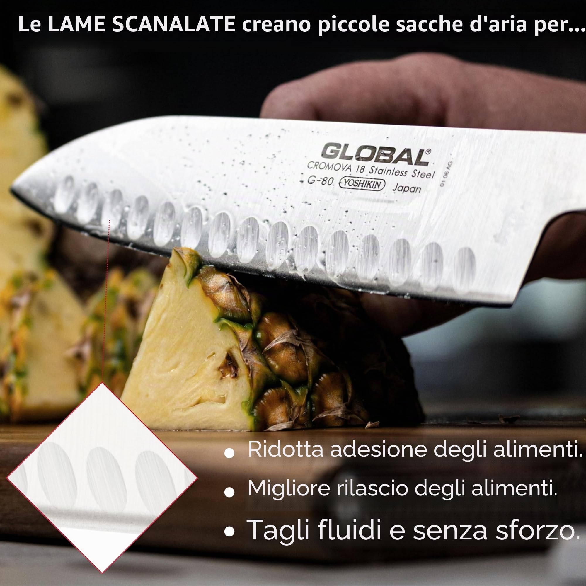 G-84 Coltello Santoku Alveolato lama 16 cm