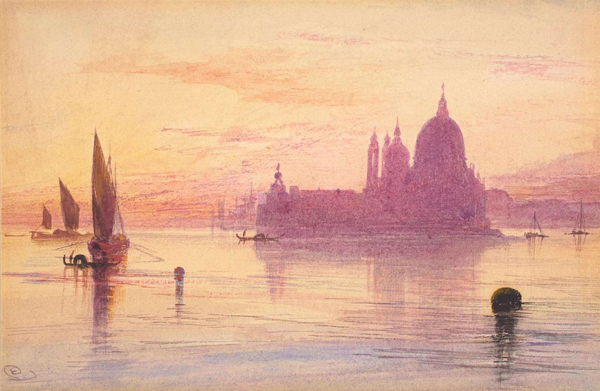 SERENDIPITP Abstract Painting Mural Print Picture Wall Decor Painting Santa Maria Della Salute Venice At Sunset by Edward Leaars Vintage Wall Artwork for Home Decor 60x90cm