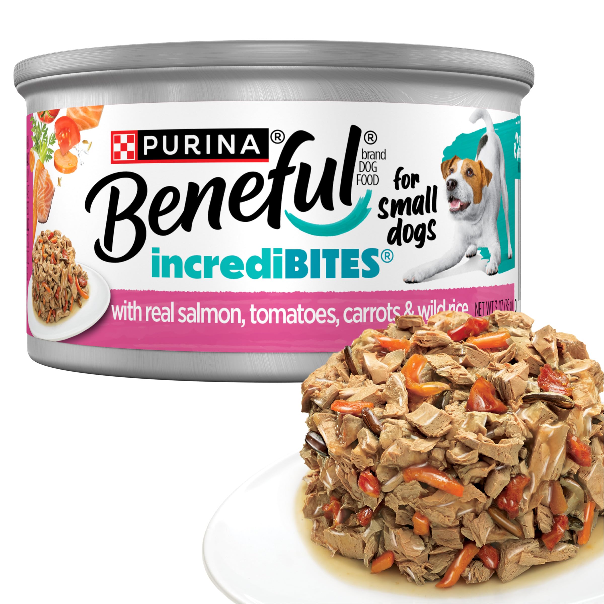 Purina Beneful Small Breed Wet Dog Food in Gravy, IncrediBites With Real Salmon - (Pack of 12) 3 oz. Cans