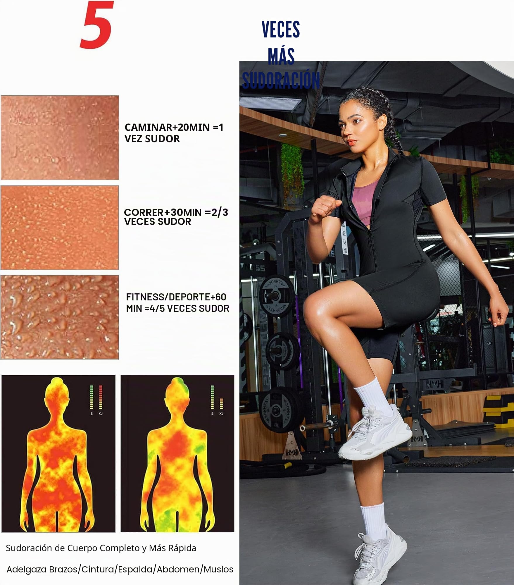KUMAYES Trajes Sauna Compresion Adelgazantes Mono de Cuerpo Completo Entrenador Adelgazante Sudoración Deporte Shapewear