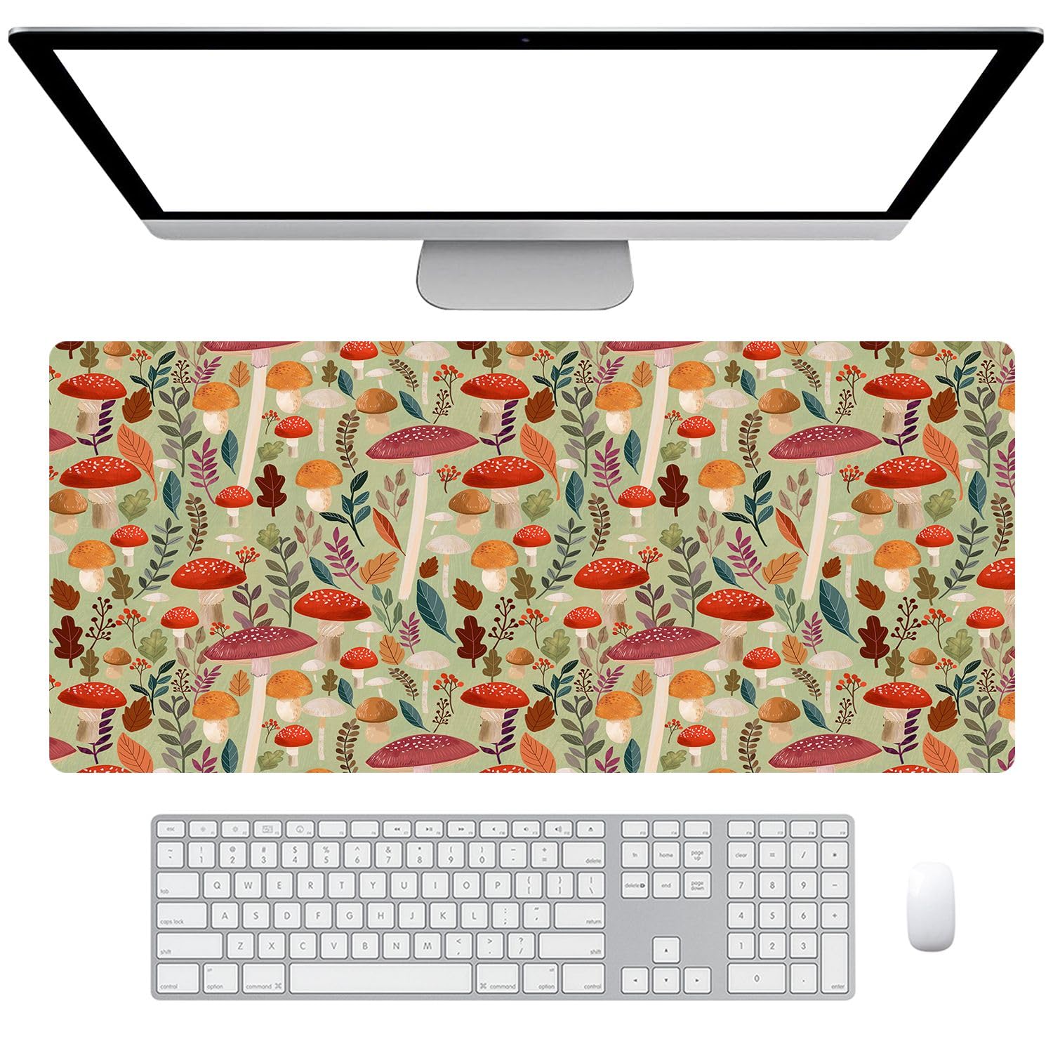 Fchen art William Morris Oversize Anti-Slip Rubber Base Mouse Mat,William Morris Gaming Mouse Pad,Mushroom Large Keyboard Mouse Pad for PC Gaming,Desk Mat for Keyboard and Mouse