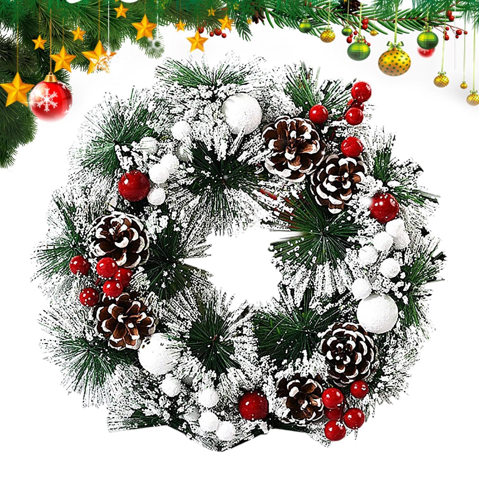 Couronne d'hiver artificielle de 22,7 cm avec baies de sapin