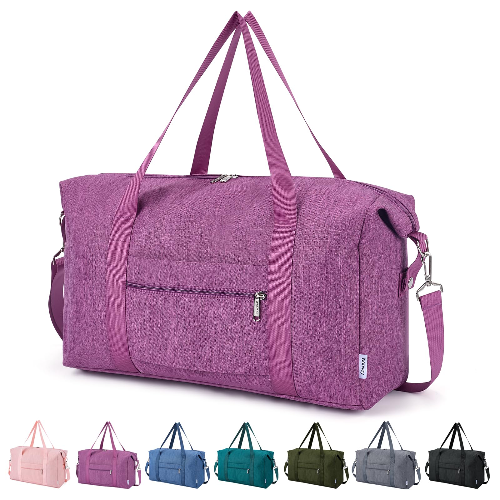 Narwey Faltbare Reisetasche Handgepäck Tasche Weekender Damen Herren, Easyjet Handgepäck 45x36x20, Klein Reisetaschen Tasche Handgepäck Flugzeug Travel Carry on Bag Sporttasche 25L (Dunkelviolett)