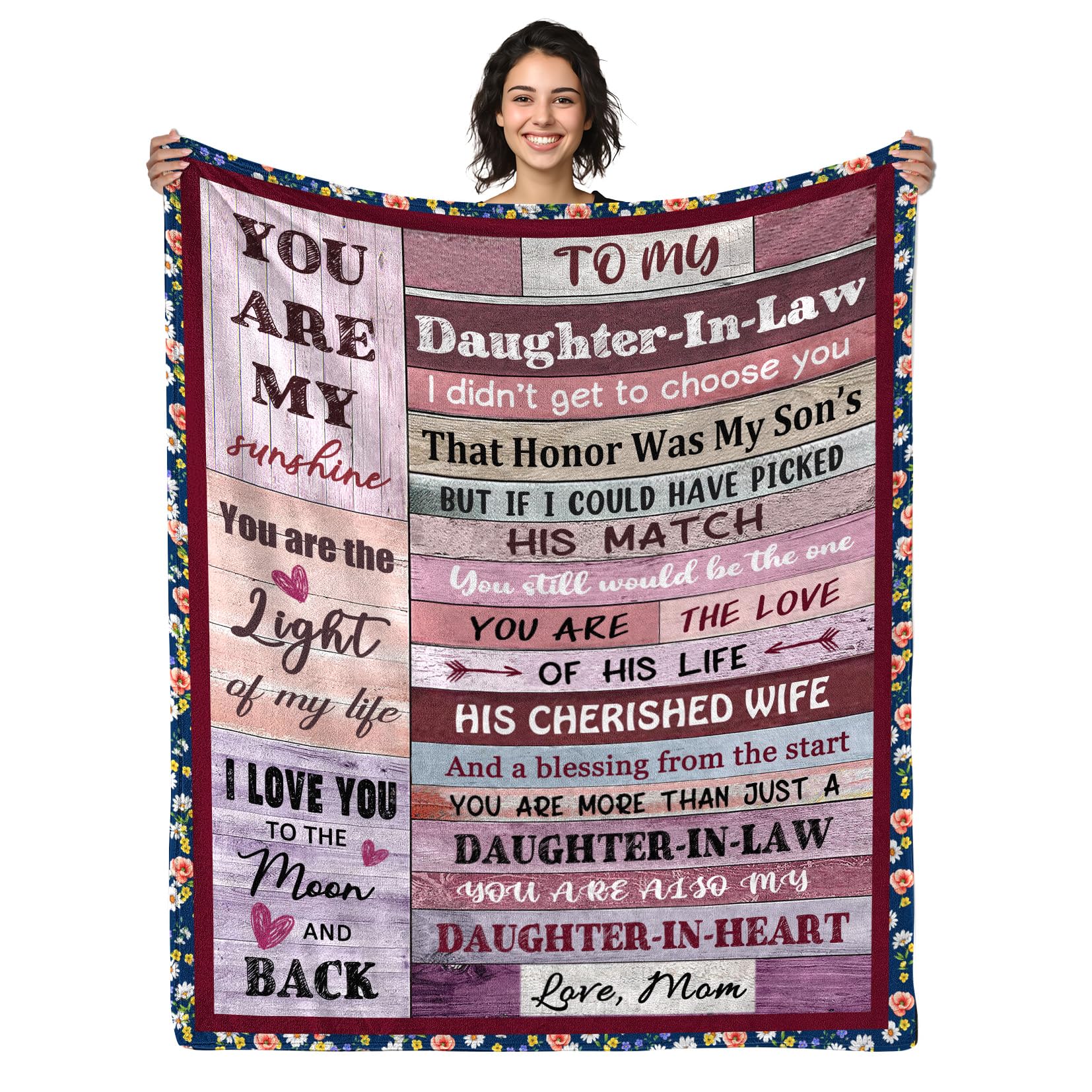 to My Daughter in Law Throw Blanket Gifts Ultra-Soft Micro Fleece Blankets for Bed Couch Travel Beach 50"x60"