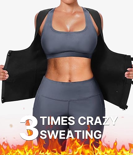 Miniatura 5 de GAODI Chaleco de entrenamiento de cintura para mujer, corsé delgado, camiseta sin mangas de neopreno para sauna, con cremallera, pérdida de peso,