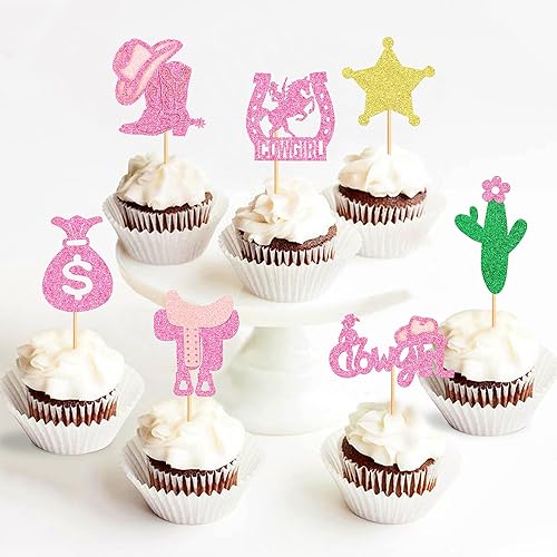 Miniatura 6 de Ercadio Paquete de 32 adornos para cupcakes Derby Cowboy Cowboy Cowgirl Cupcake Picks Ecuestre Derby Carreras de Caballos Cupcake Toppers Derby Tema