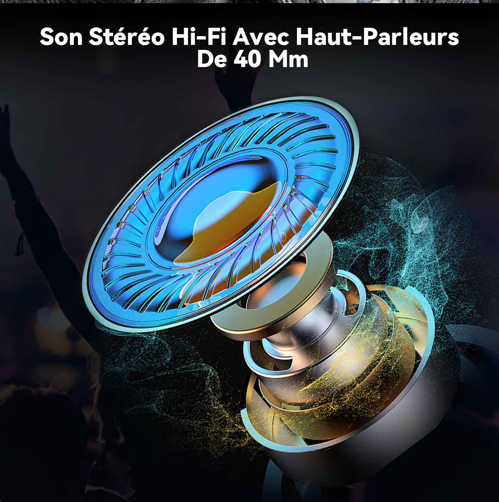 X1 Écouteurs Casque Moto avec Musique, 60 Heures D'autonomie, IP67 | Kit Main Libre Moto avec Assistant Vocal, Haut-parleurs de 40 mm, IP67 Étanche, Bluetooth casque pour Motocyclette/ ATV/ Vélo