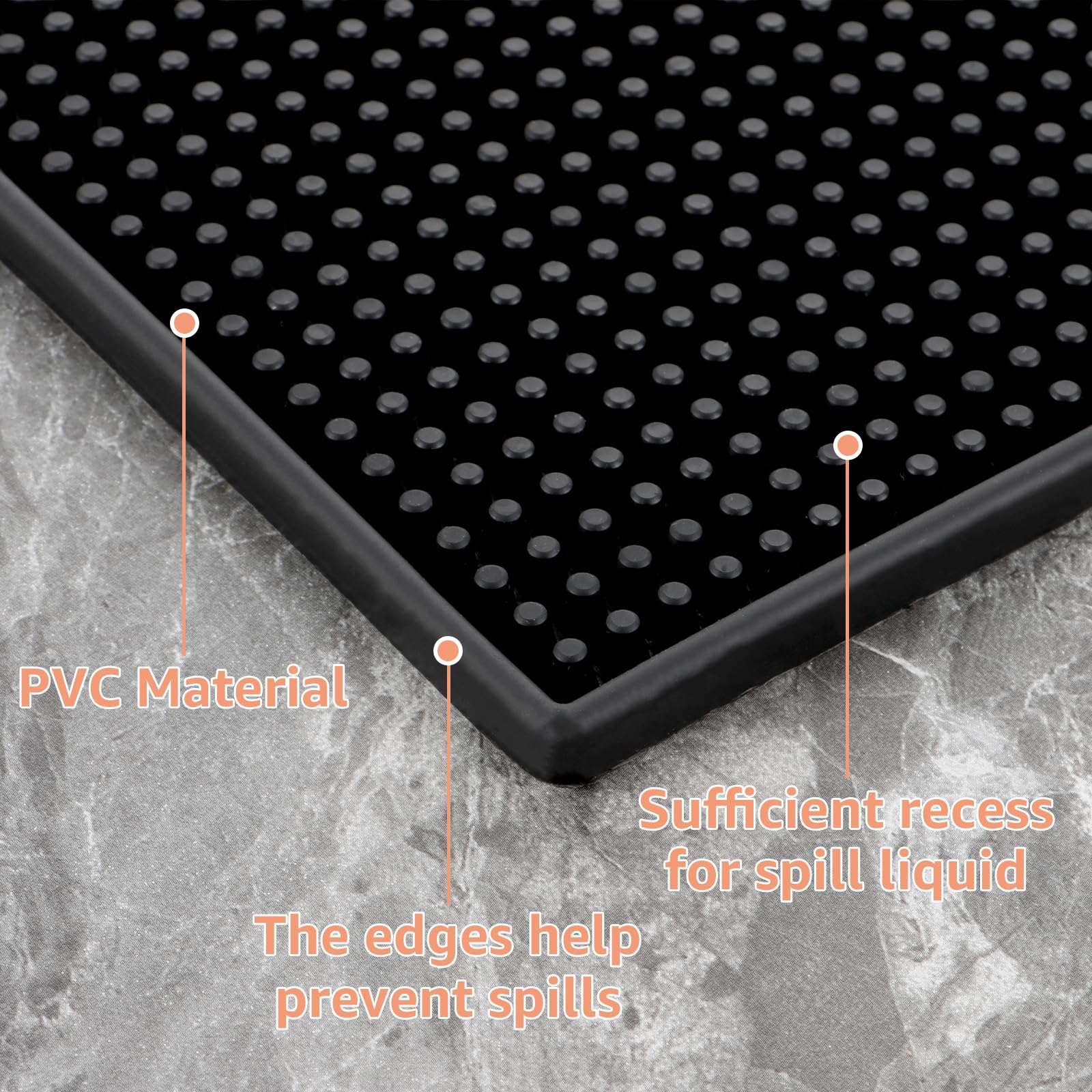 GBACHOOSE 3Pcs 45x30cm PVC Bar Mat, 18”x 12”Thick Durable and Stylish Home Bar Accessories - Image 3